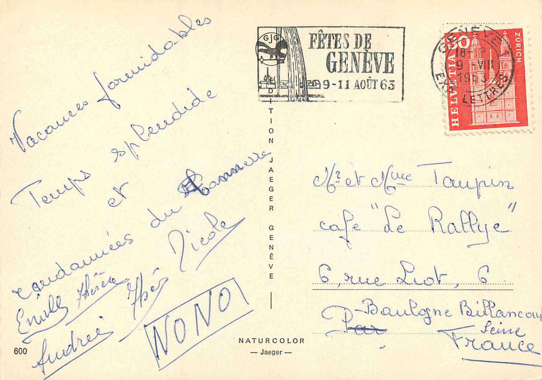 CPM Souvenir de Geneve  — Verso