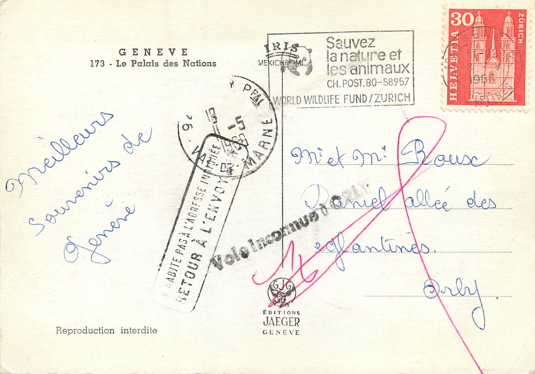 CPM Geneve Le palais des nations  — Verso