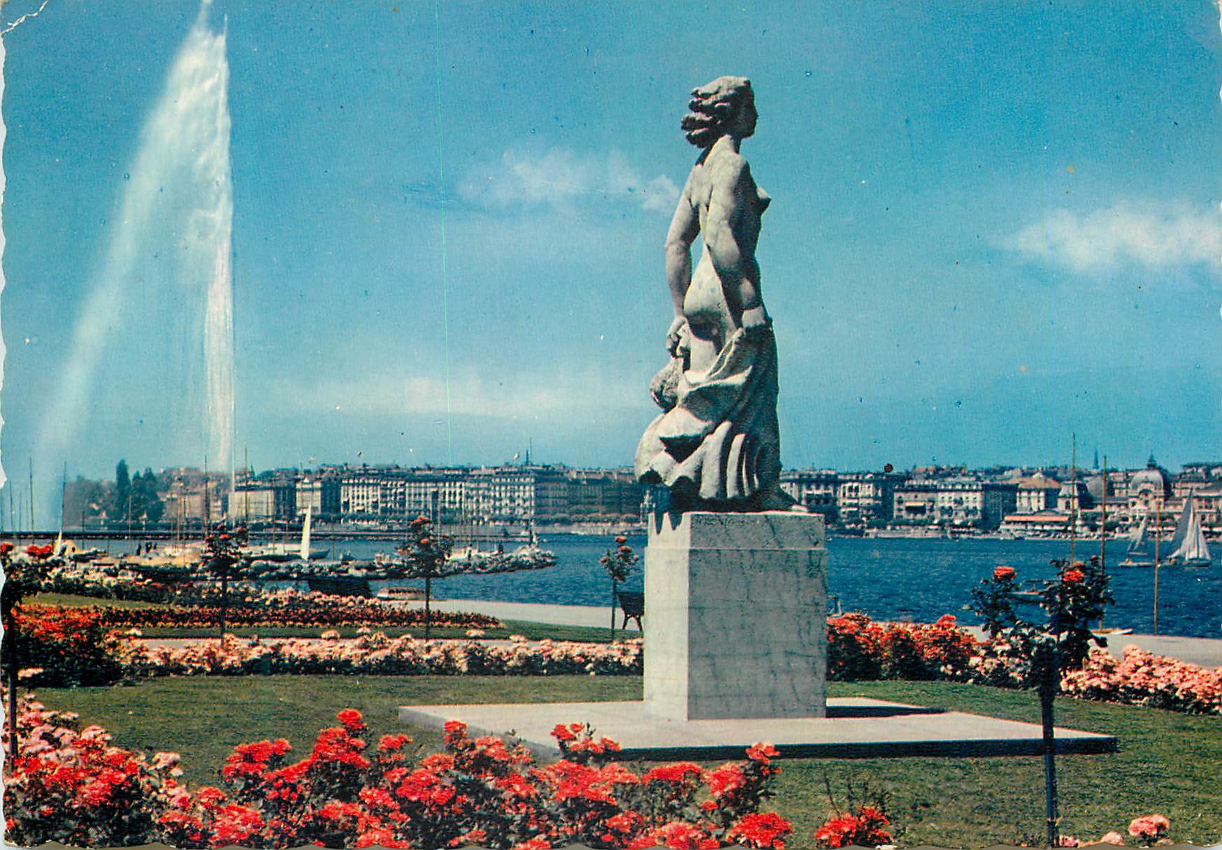 CPM Geneve Statue de La Brise et le Jet d Eau 