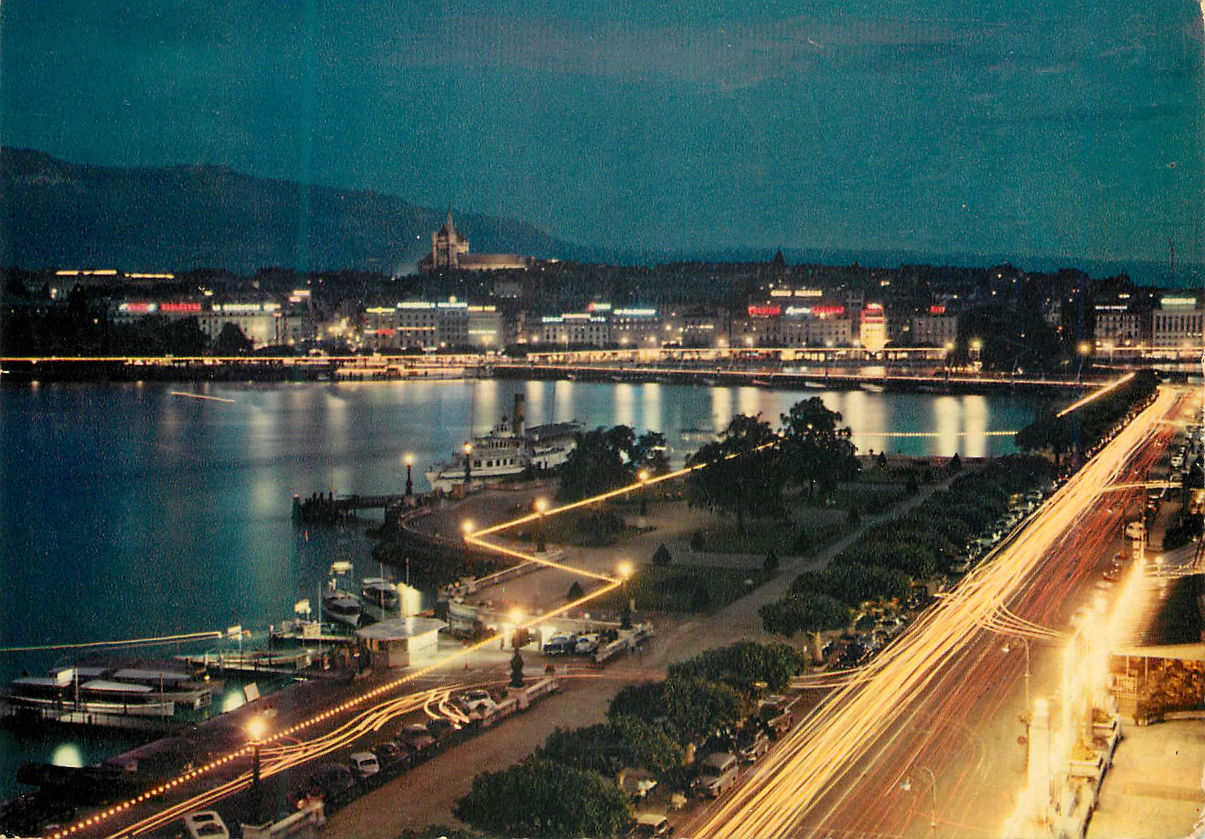 CPM Geneve La Rade illuminee 