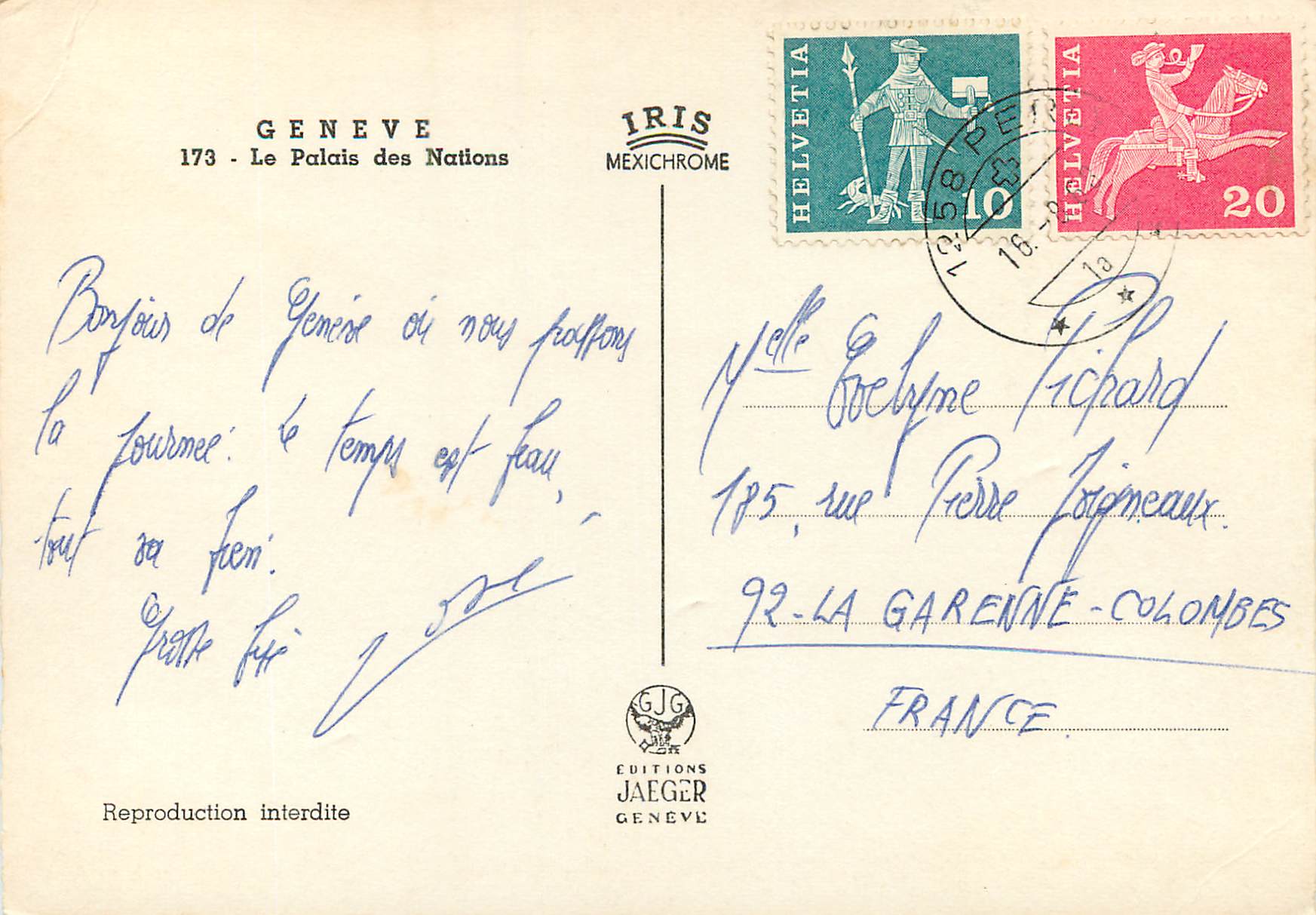 CPM Geneve Le Palais des Nations  — Verso