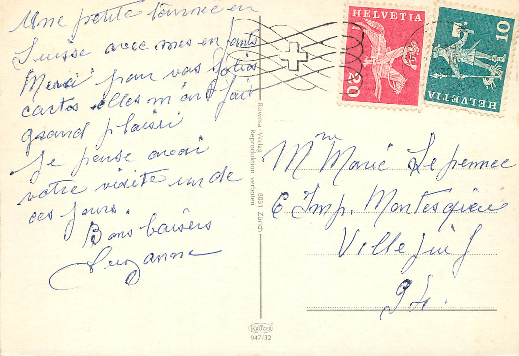 CPM Souvenir de Geneve  — Verso
