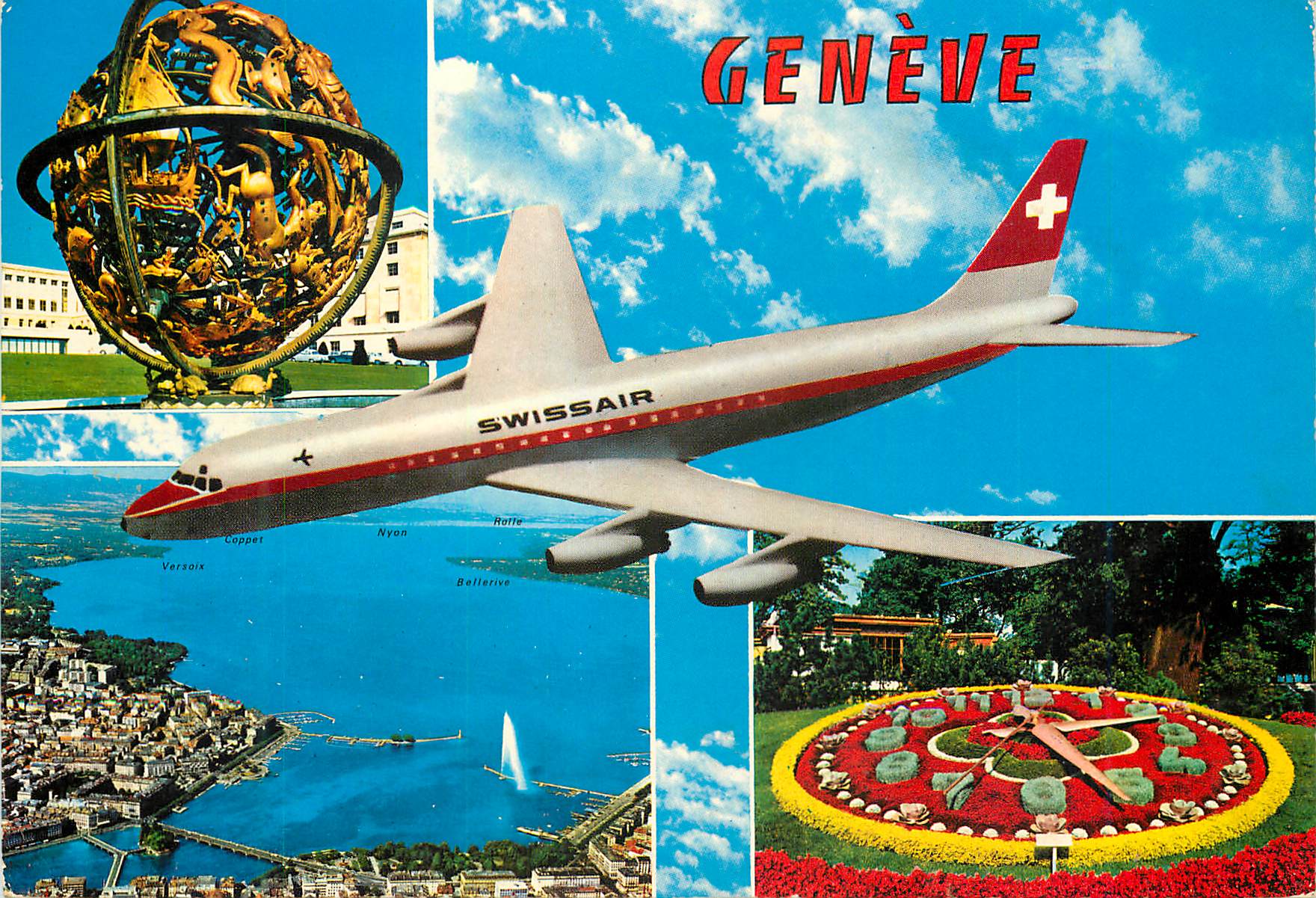 CPM Geneve La Sphere Armillaire par la Fondation Woodrow Wilson et Palais de l ONU Avion