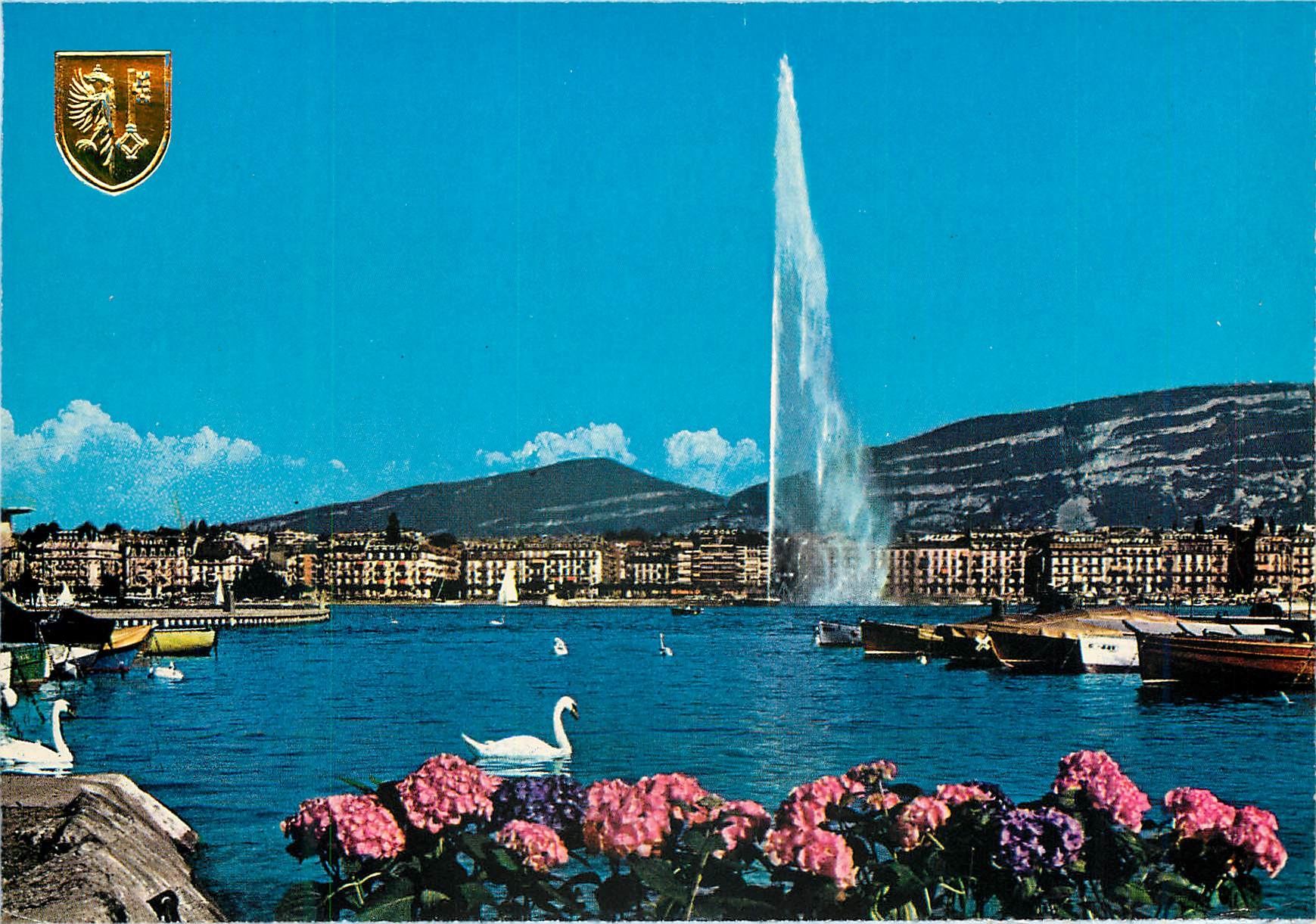 CPM Geneve La Rade et le jet d eau 