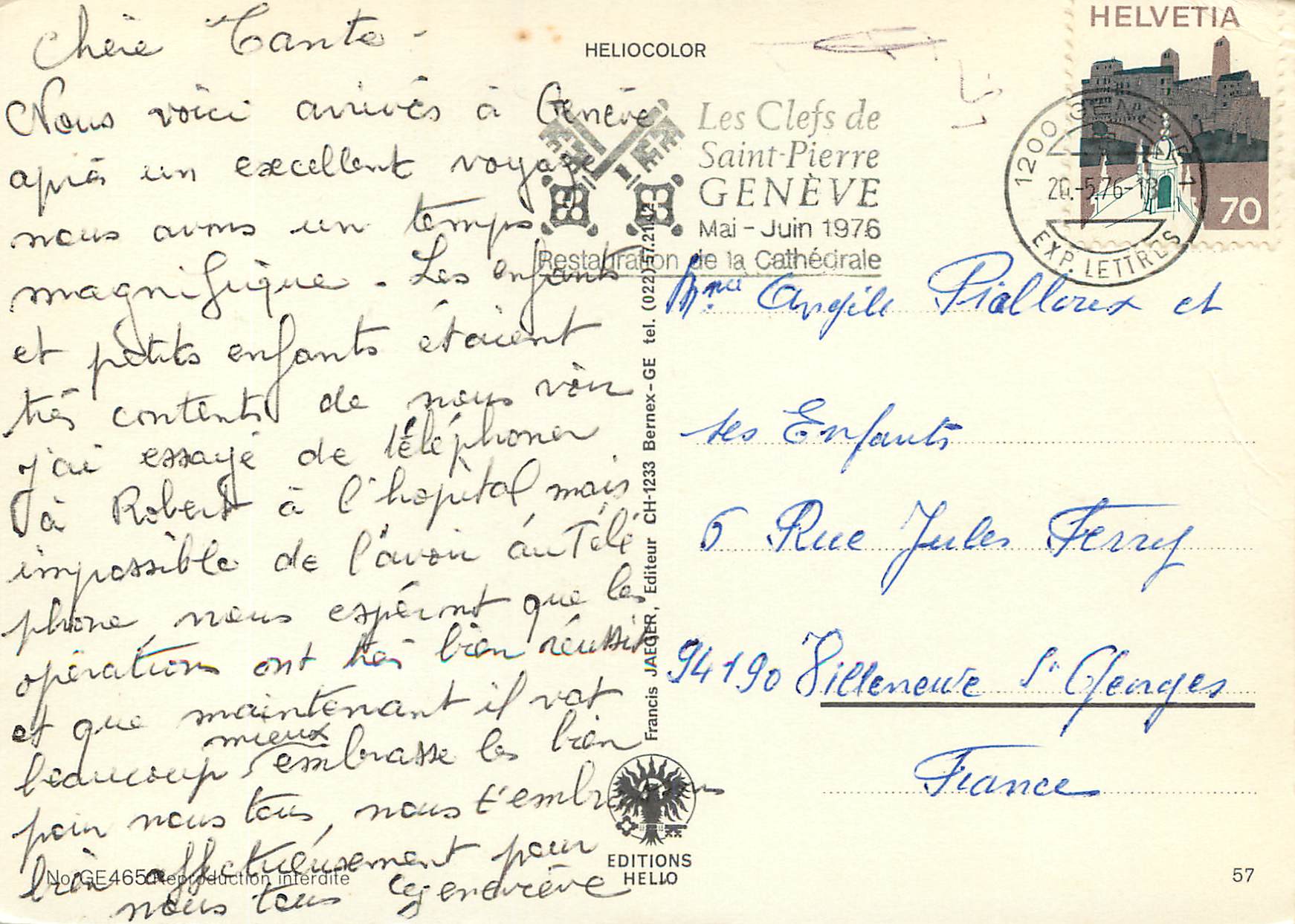 CPM Souvenir de Geneve  — Verso