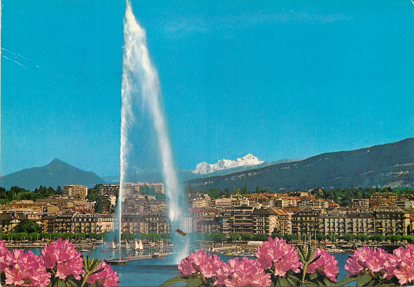 CPM Geneve Le jet d eau et le Mont Blanc 
