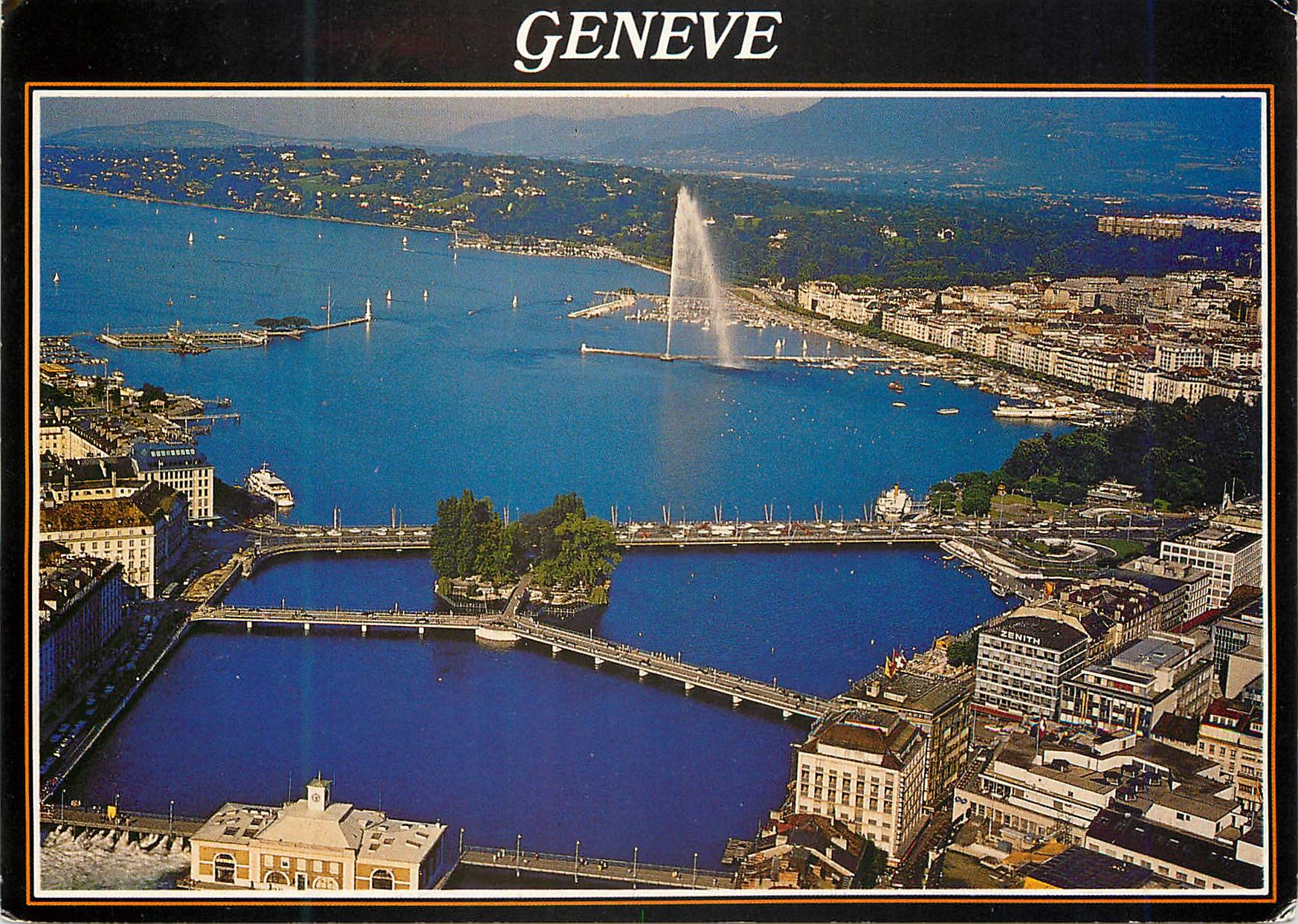 CPM Geneve Vue aerienne de la Rade 