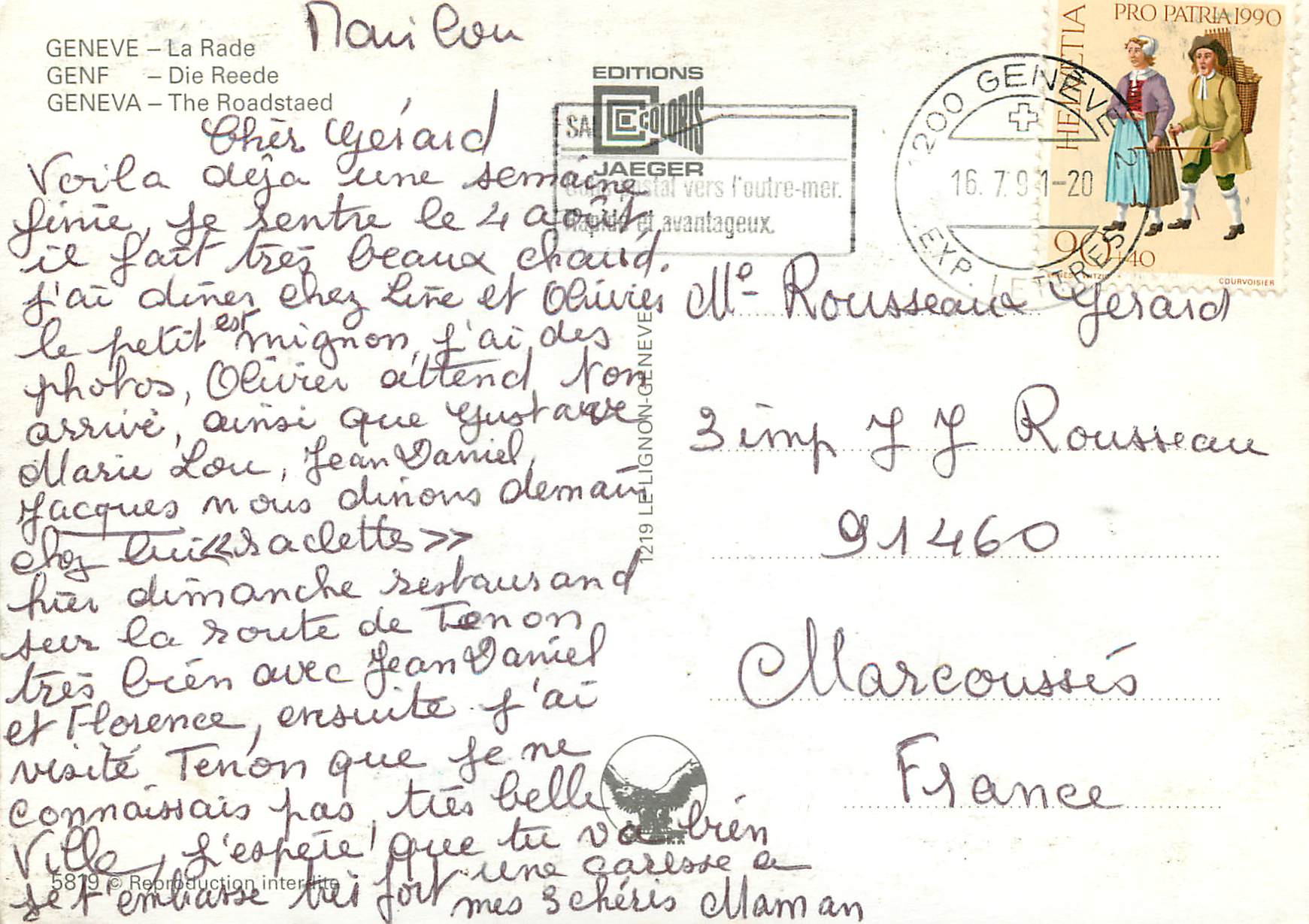CPM Geneve La Rade  — Verso