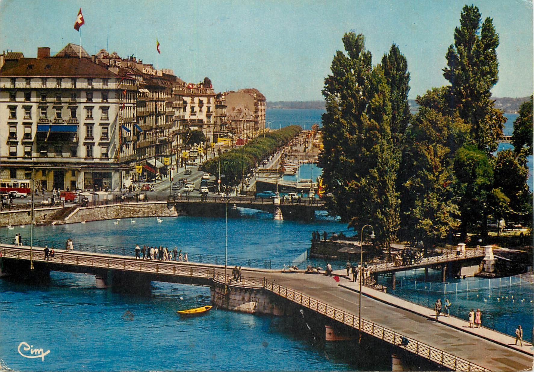 CPM Geneve Vue generale avec les Ponts 