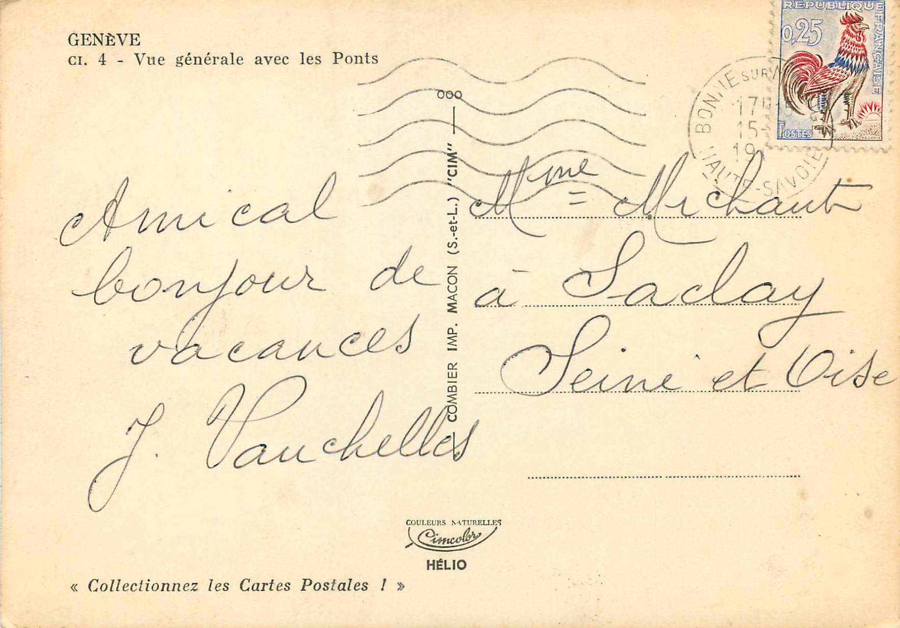 CPM Geneve Vue generale avec les Ponts  — Verso