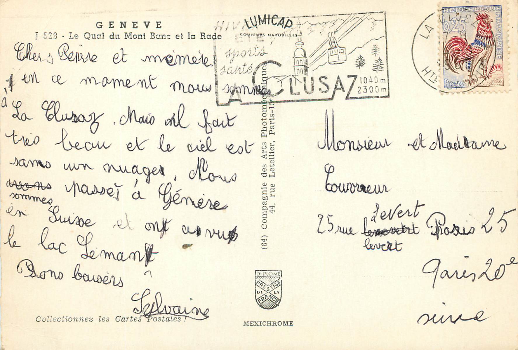 CPM Geneve Le quai du Mont Blanc et la rade  — Verso