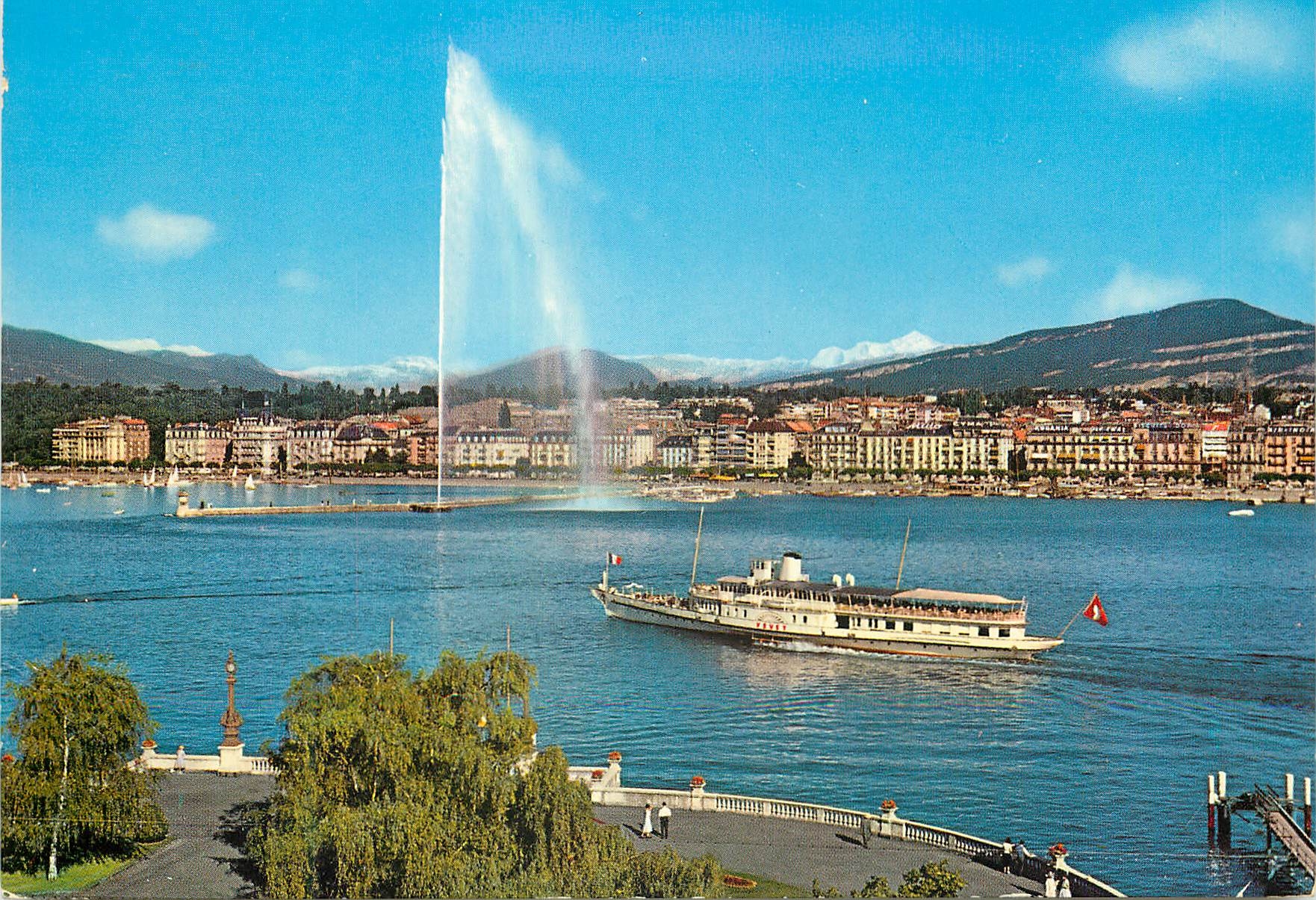 CPM Geneve Le jet d eau et le Mont Blanc 