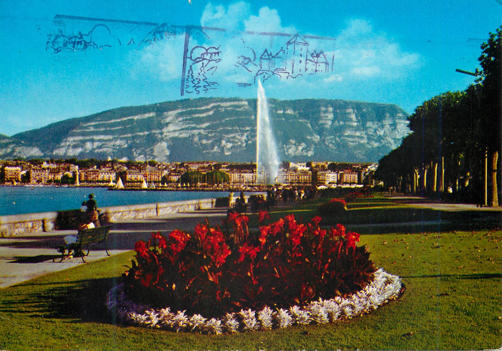 CPM Geneve Le Quai Wilson et le Jet d eau 