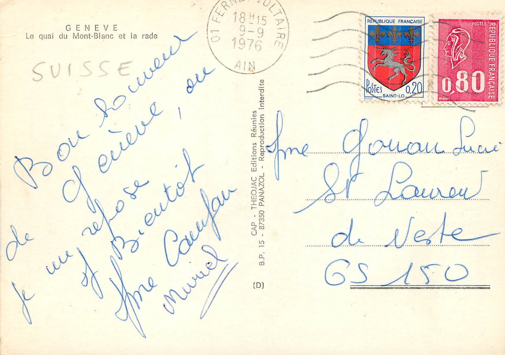 CPM Geneve Le quai du Mont Blanc et la rade  — Verso