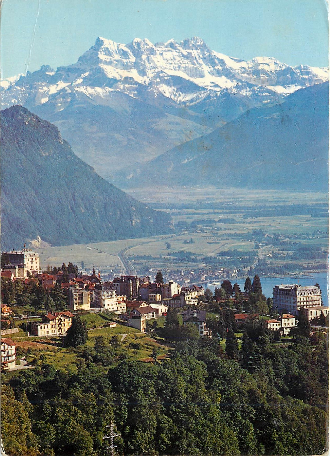 CPM Glion sur Montreux et vue sur Villeneuve Lac Leman et les Dents du Midi 