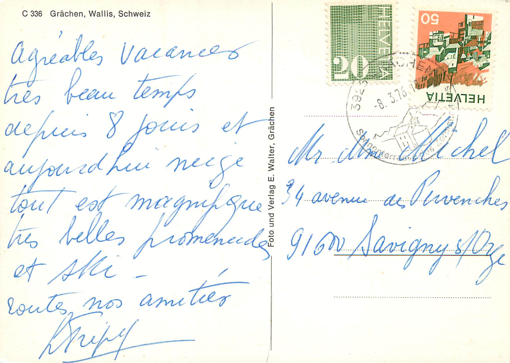 CPM Grachen Wallis Schweiz  — Verso