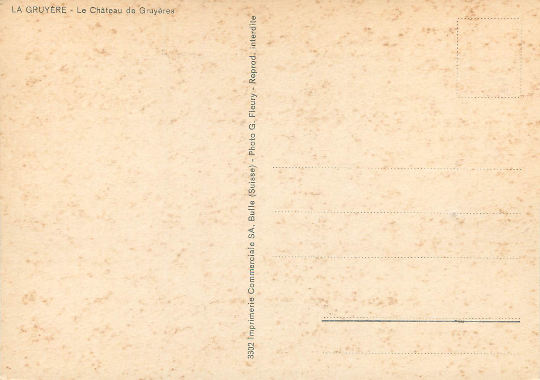 CPM La Gruyere Le chateau de Gruyeres  — Verso