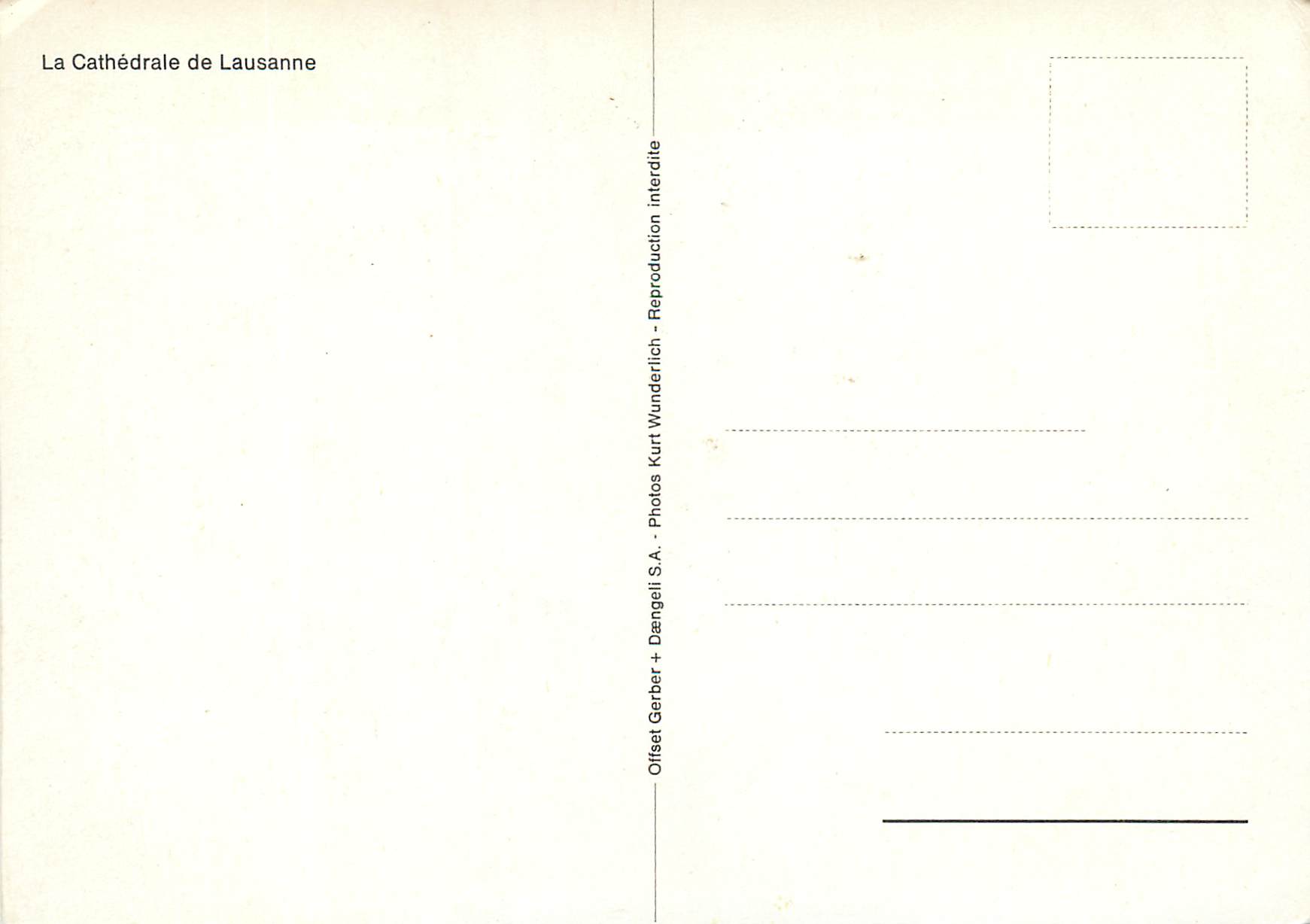 CPM La Cathedrale de Lausanne  — Rückseite