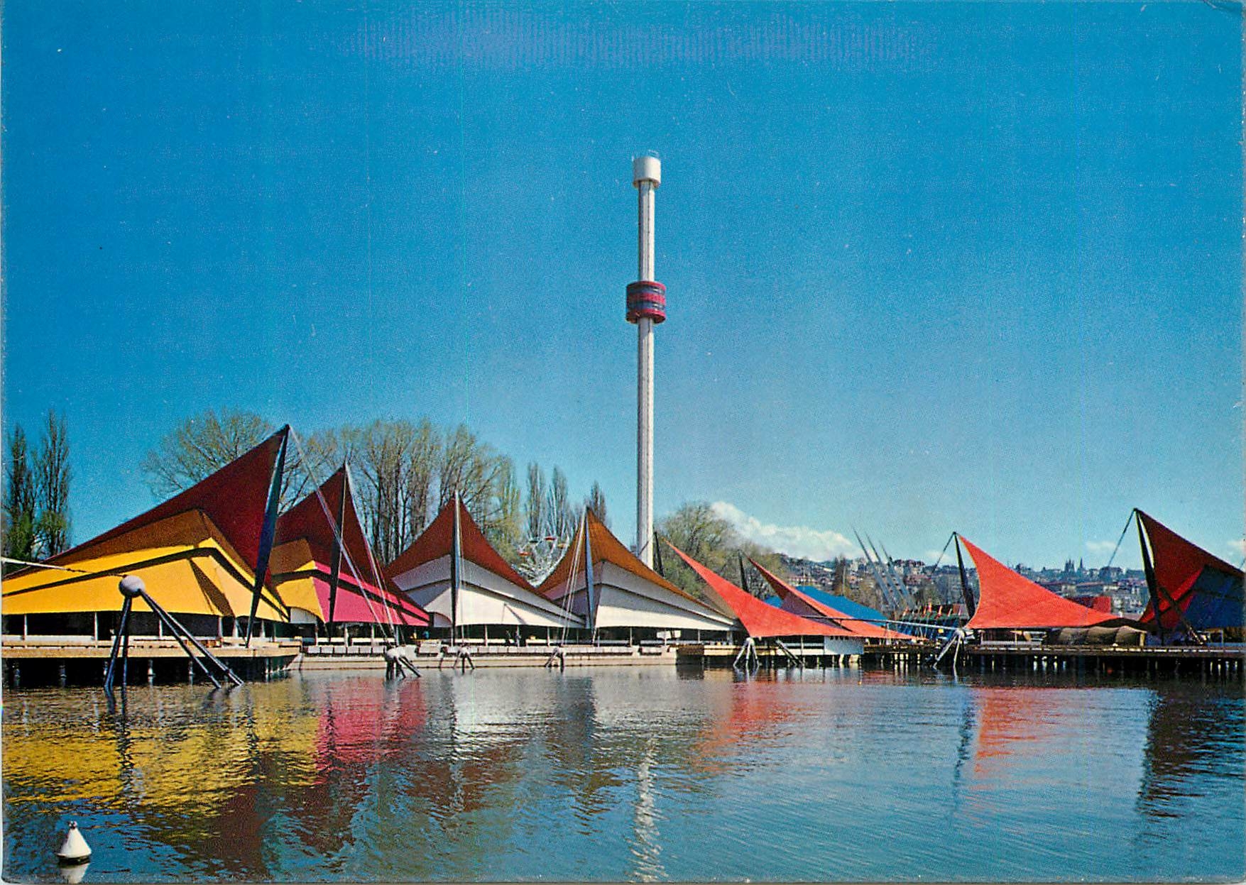 CPM Exposition nationale suisse Lausanne Le port et la tour Spirah 