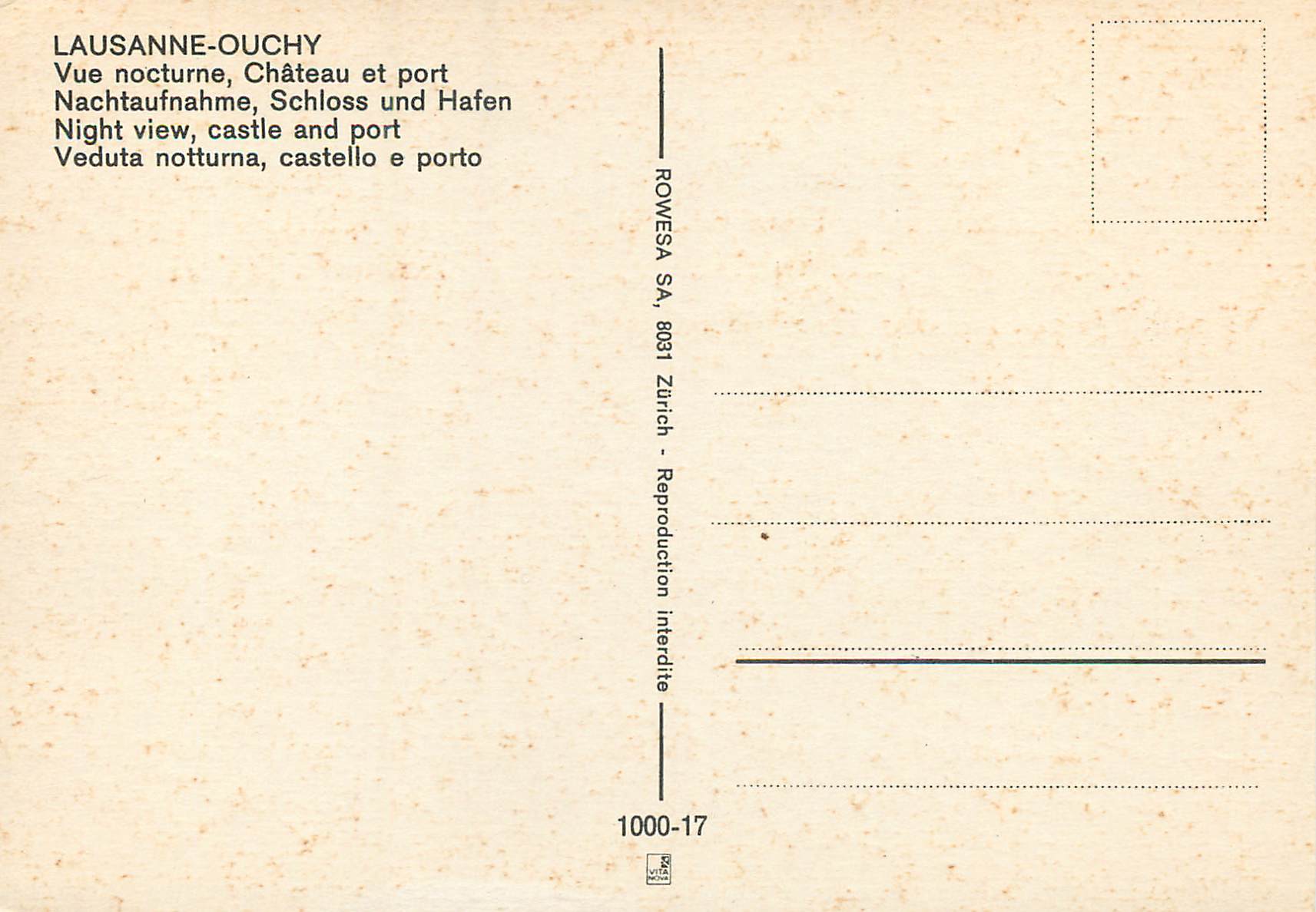 CPM Lausanne Ouchy Vue nocturnet chateau et port  — Back