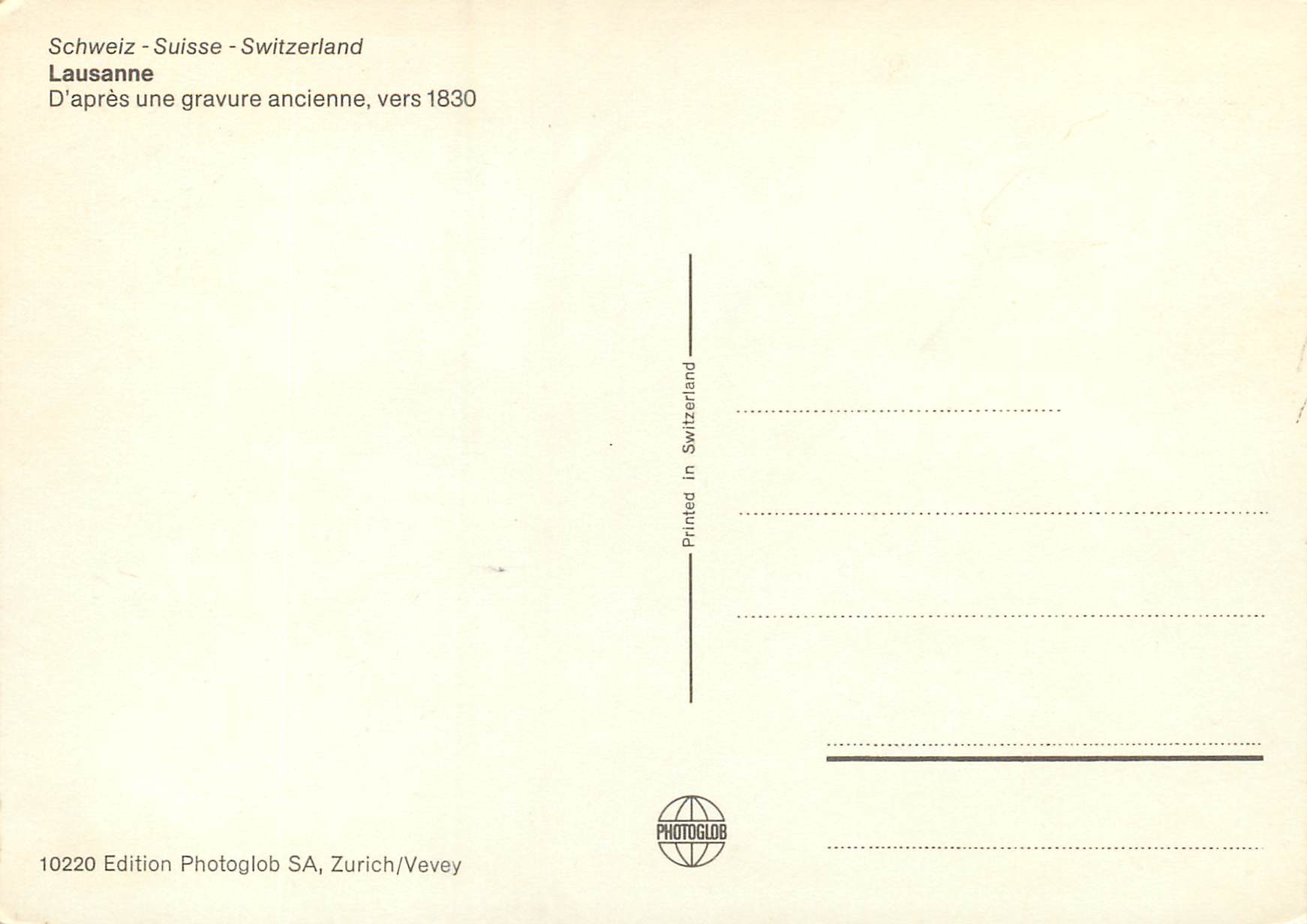 CPM Lausanne D apres une gravure ancienne  — Rückseite