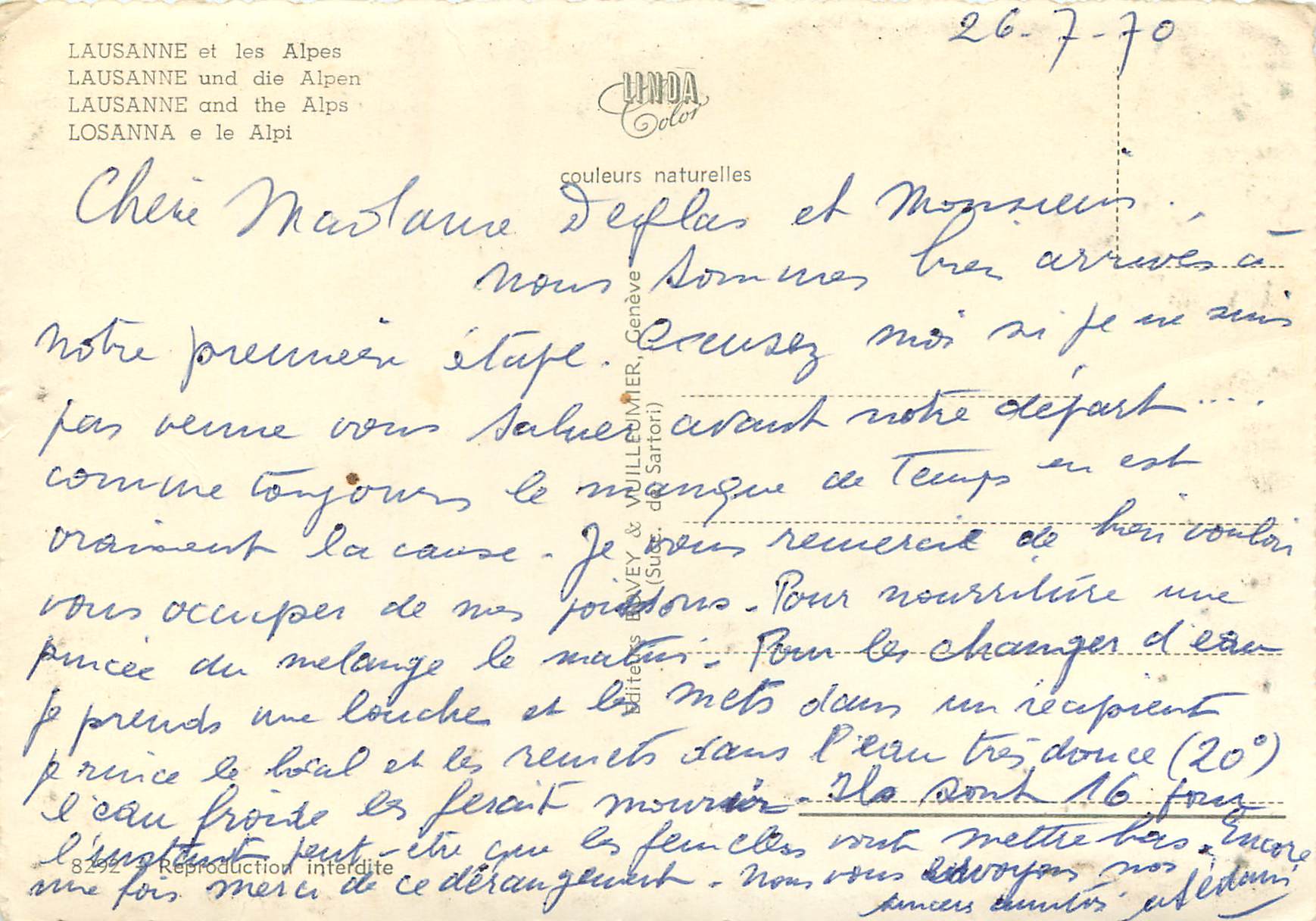 CPM Lausanne et les Alpes  — Rückseite