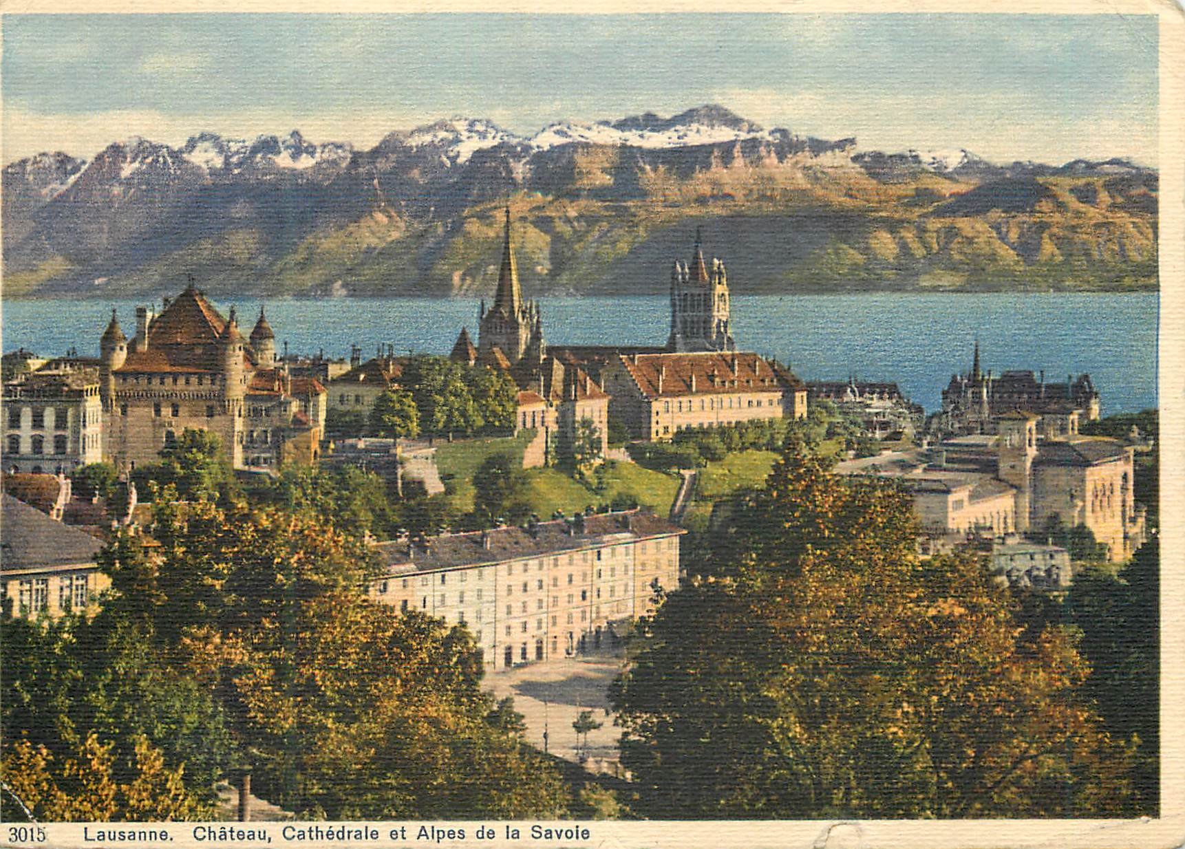 CPM Lausanne Chateau Cathedrale et Alpes de la Savoie 