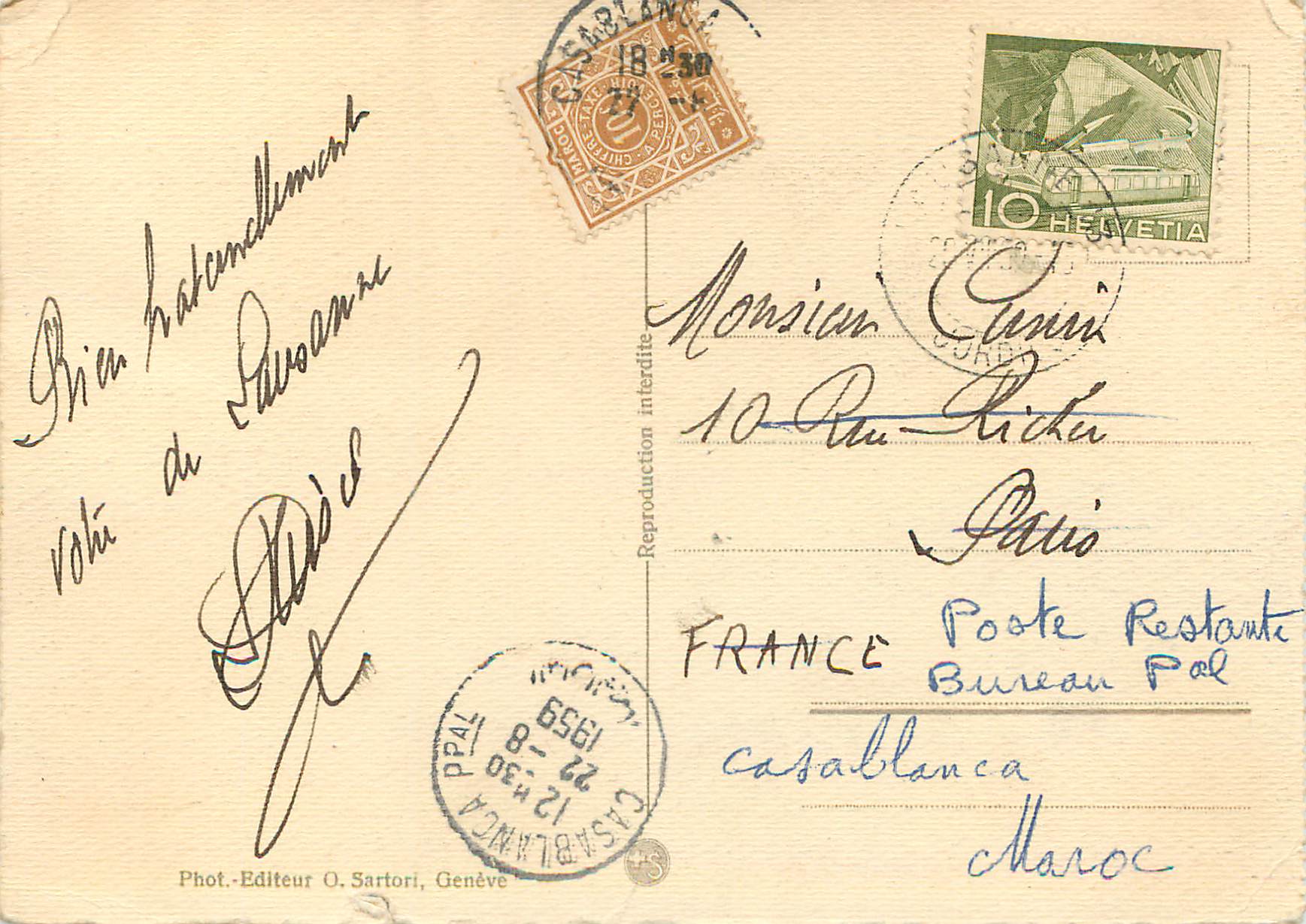 CPM Lausanne Chateau Cathedrale et Alpes de la Savoie  — Rückseite