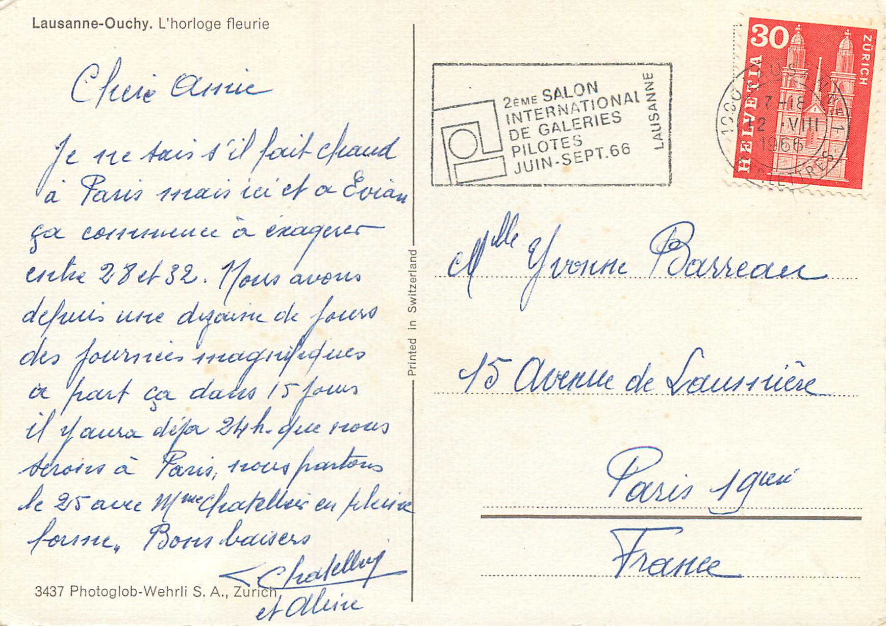 CPM Lausanne Ouchy L horloge fleurie  — Back