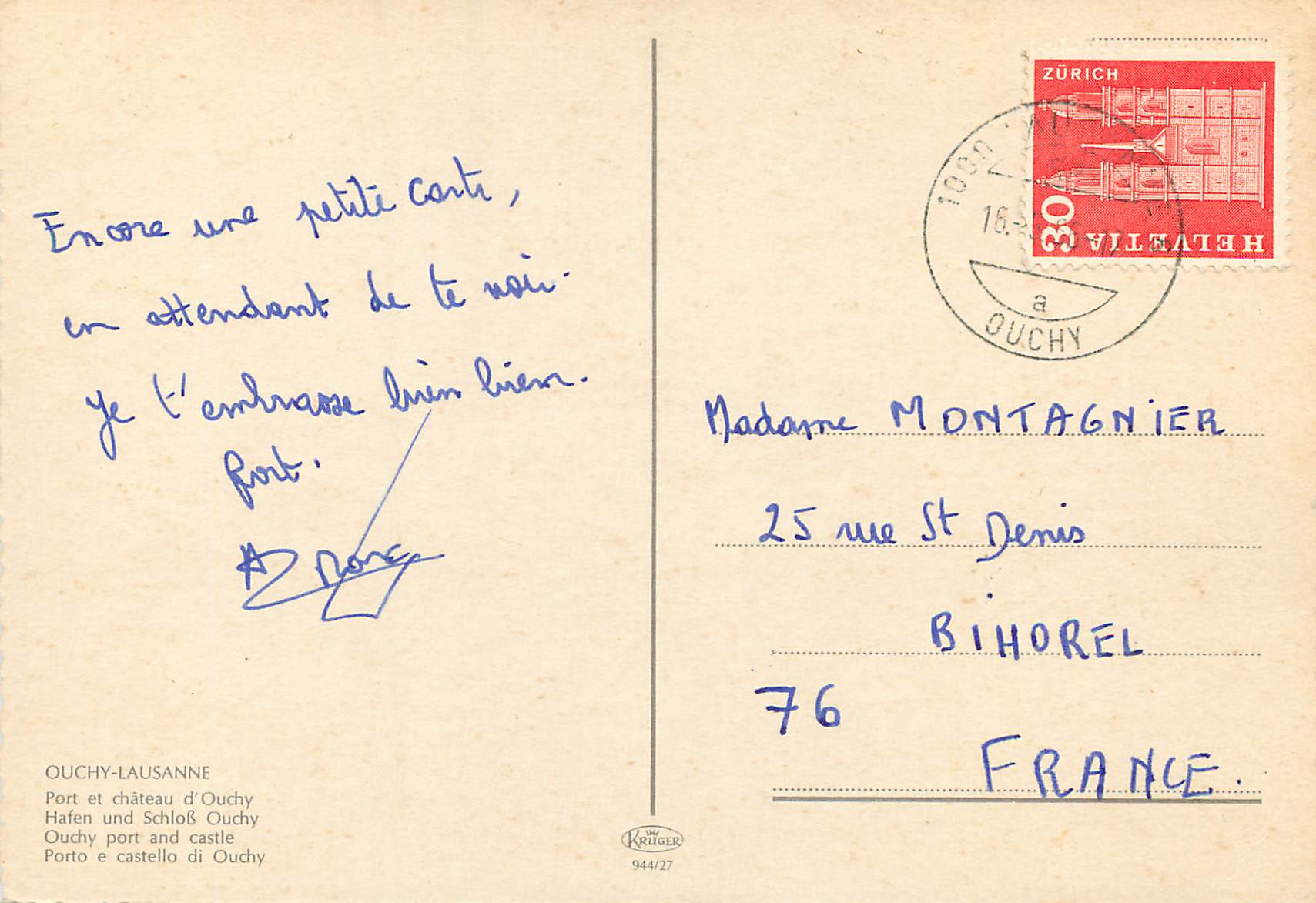 CPM Ouchy Lausanne Port et chateau d Ouchy  — Rückseite