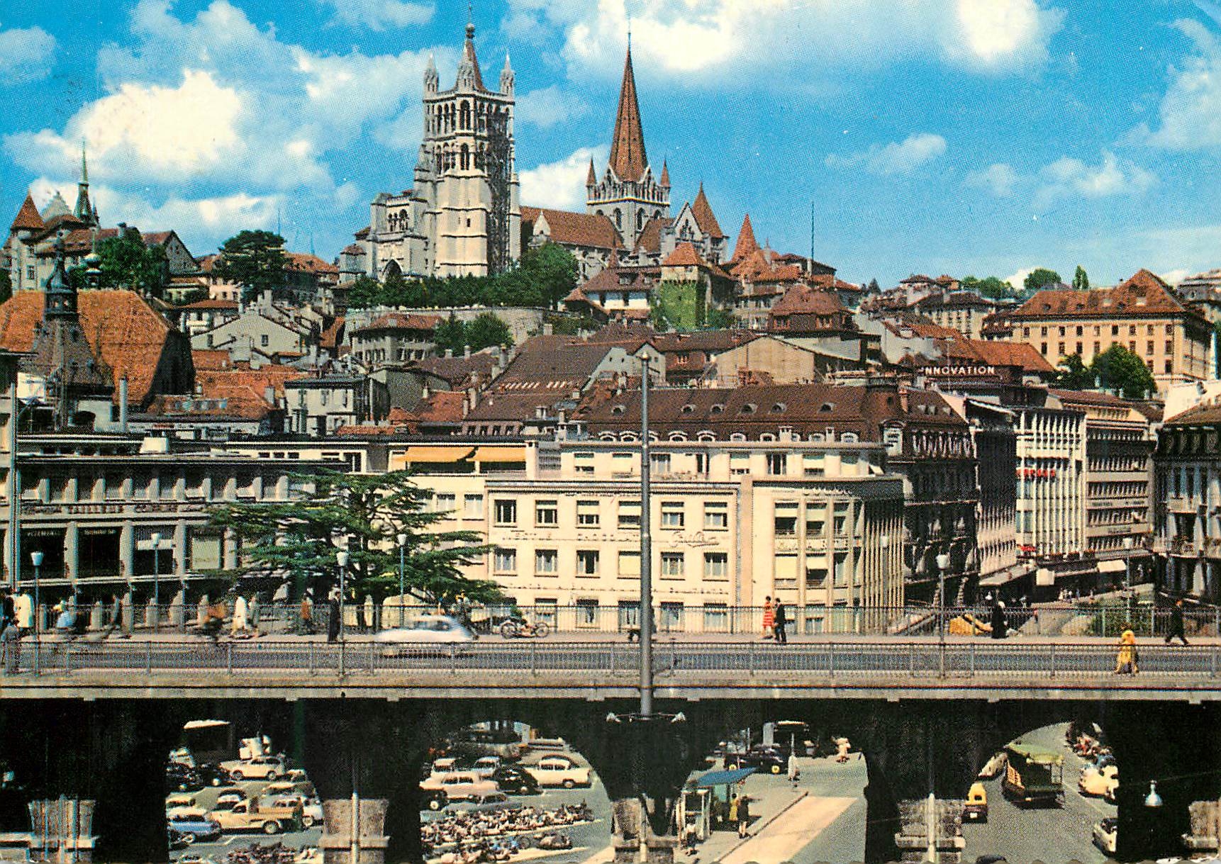 CPM Lausanne Le Grand Pont et la cathedrale 