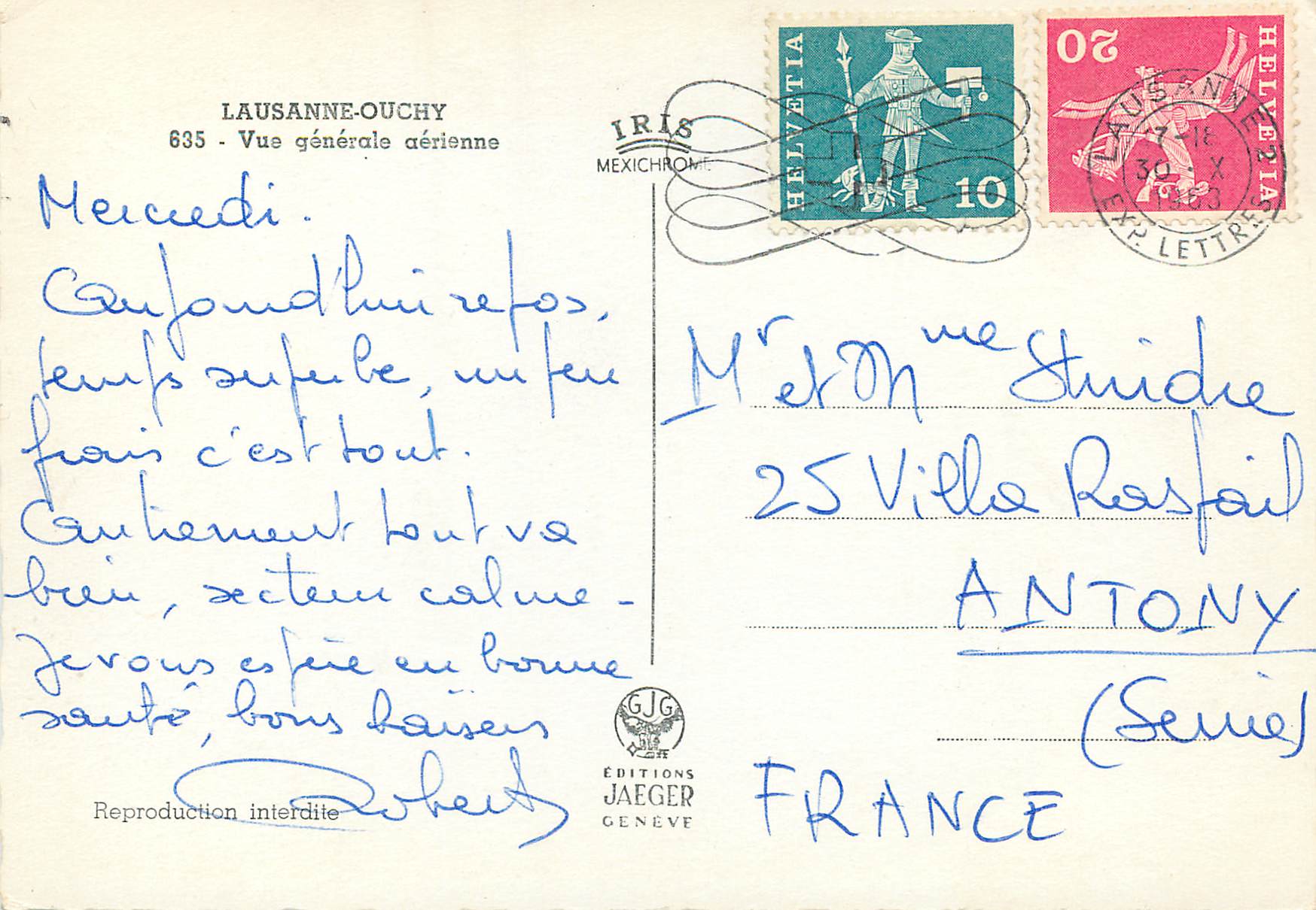 CPM Lausanne Ouchy Vue generale aerienne  — Back