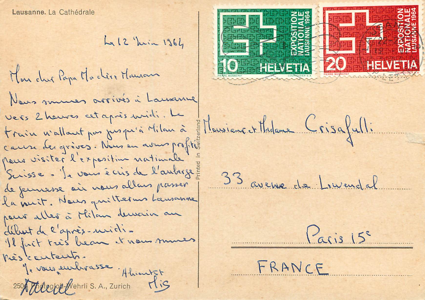 CPM Lausanne La Cathedrale  — Verso