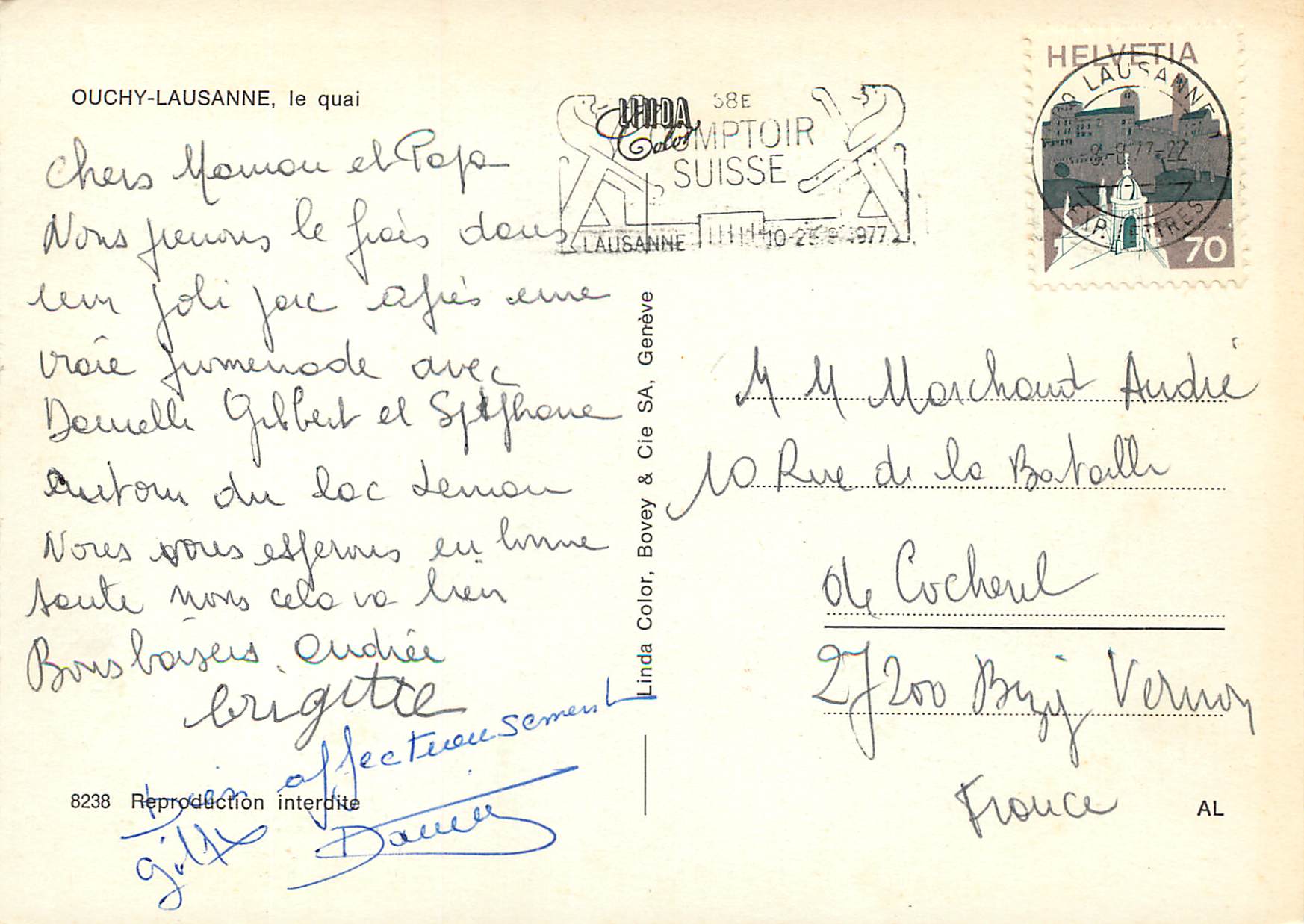 CPM Ouchy Lausanne Le quai Bateau — Verso