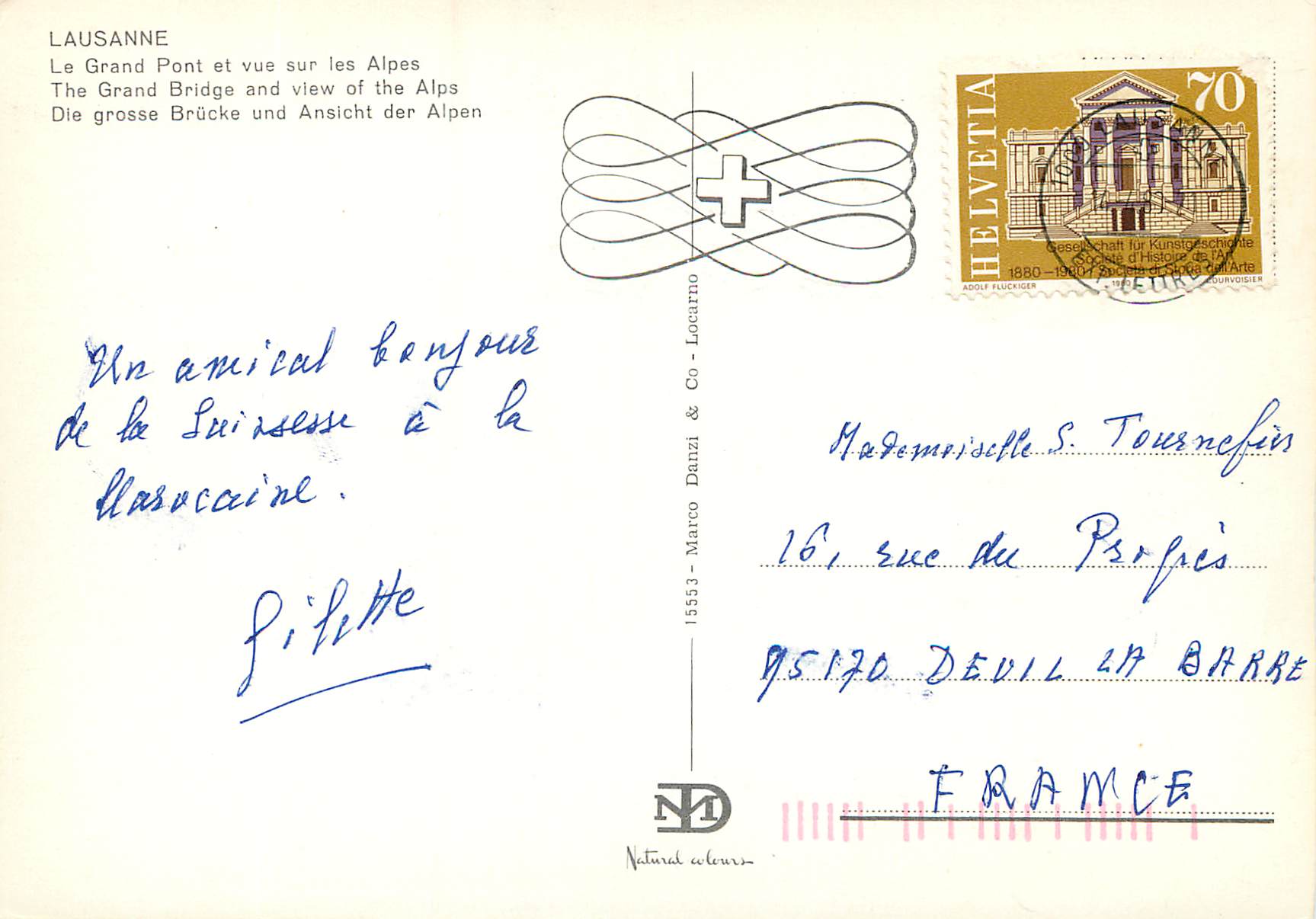 CPM Lausanne Le Grand Pont et vue sur les Alpes  — Rückseite