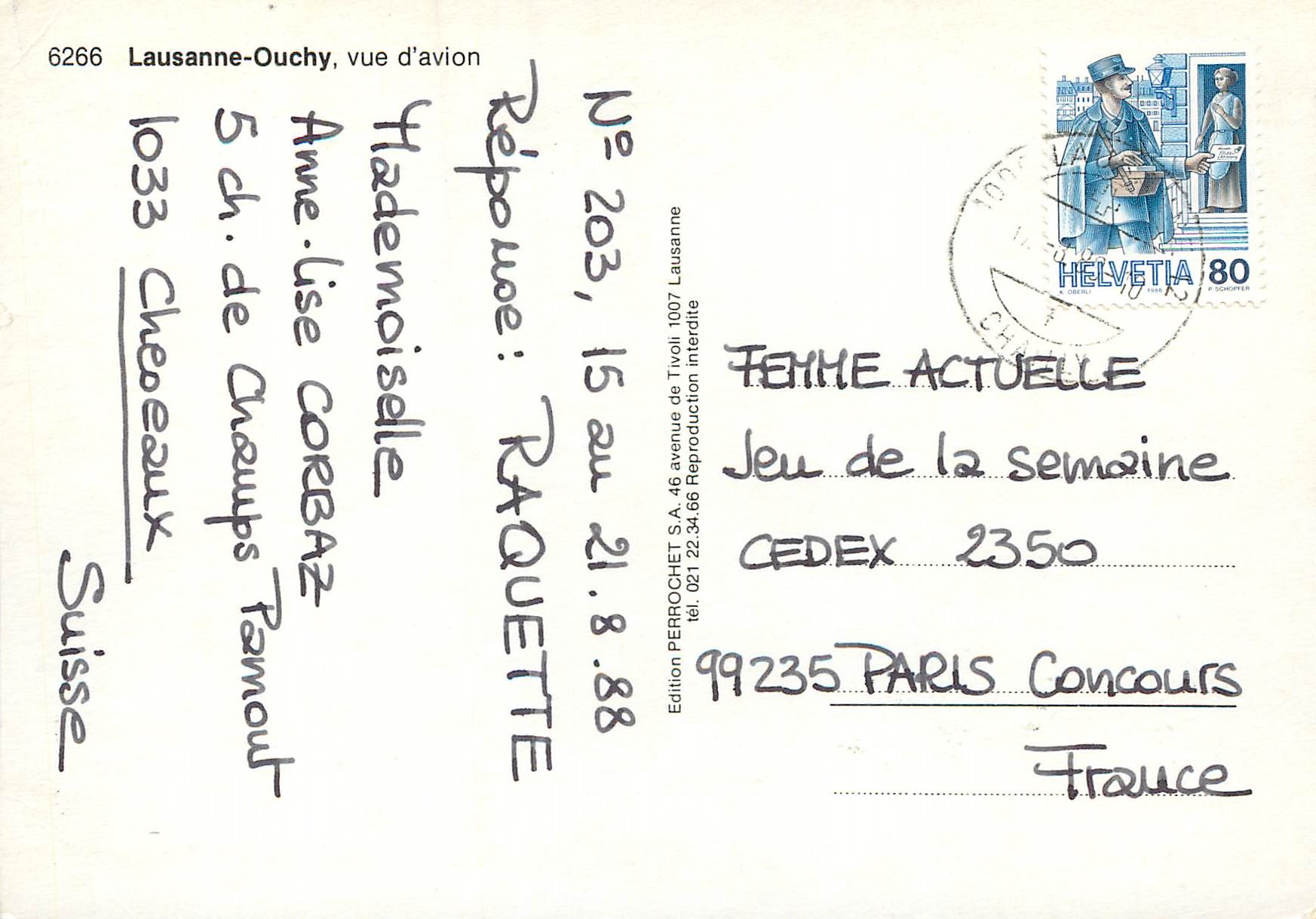 CPM Lausanne Ouchy vue d avion Bateau — Rückseite