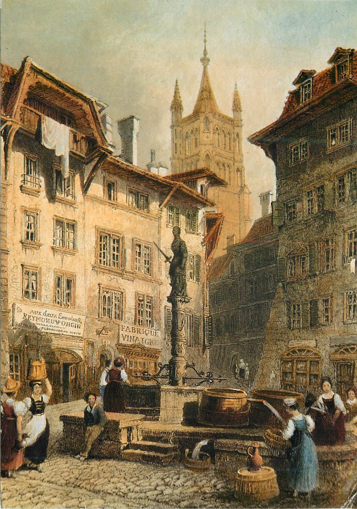 CPM Lausanne La Place Palud d apres une gravure ancienne 