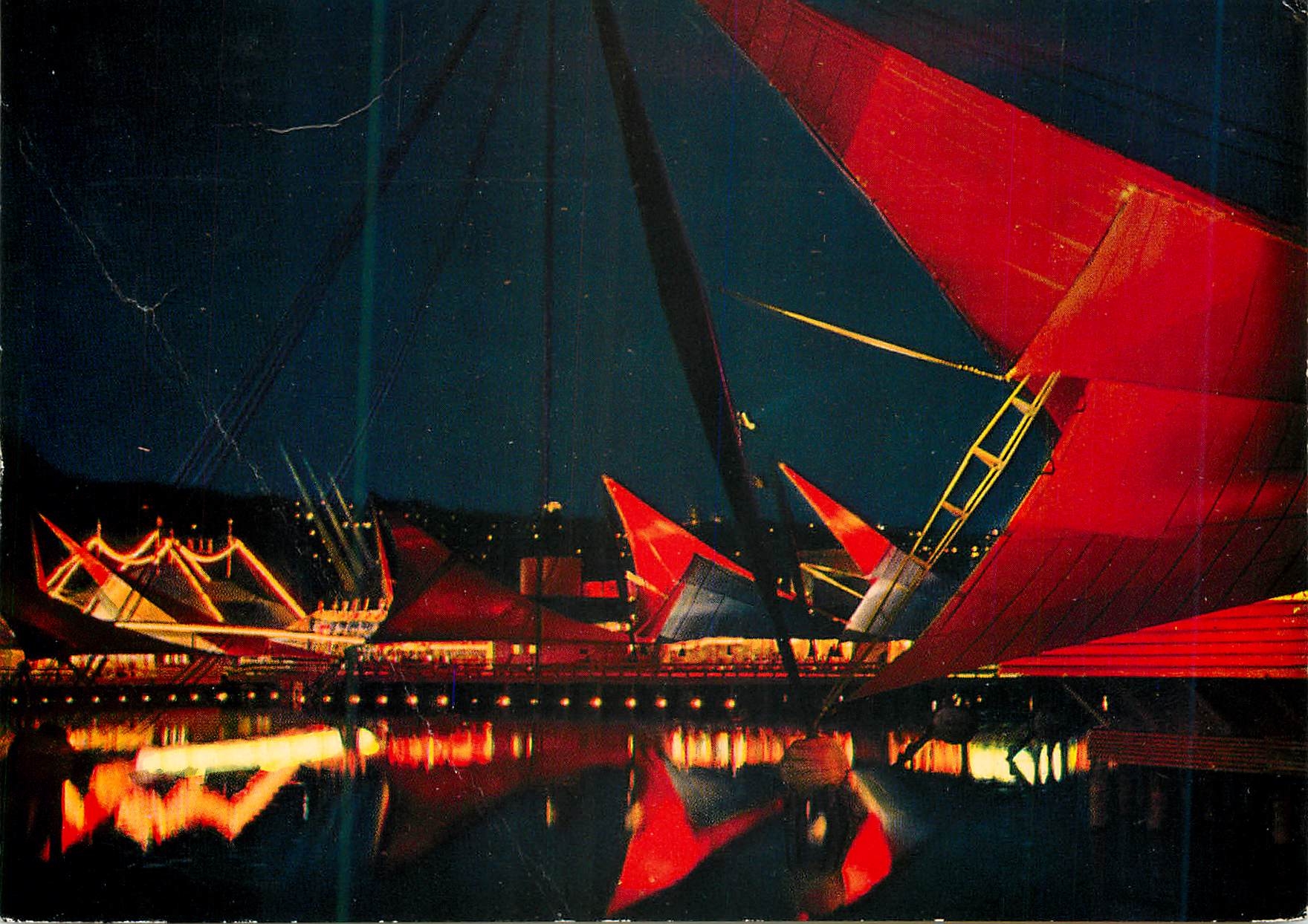 CPM Exposition nationale suisse Lausanne Secteur du port de nuit 