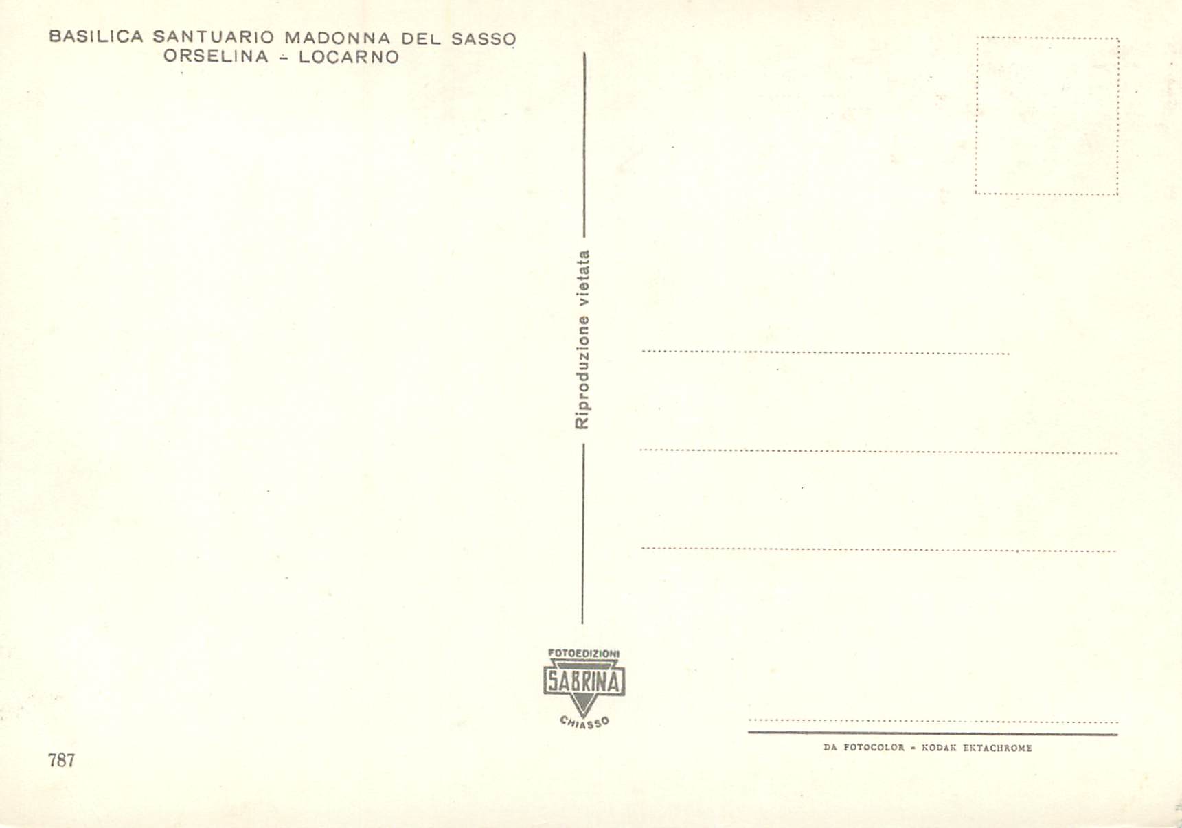 CPM Basilica Santuario Madonnal del Sasso Orselina Locarno  — Rückseite