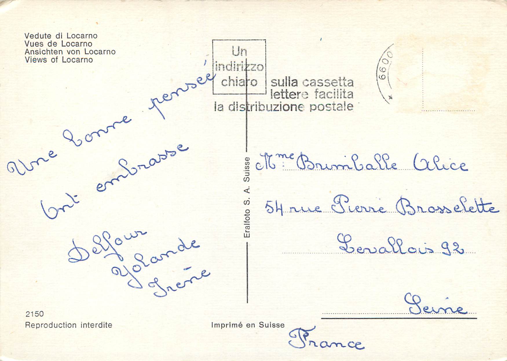 CPM Locarno Lago Maggiore Vues de Locarno  — Rückseite