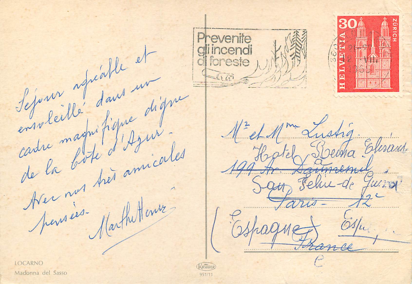 CPM Locarno Madonnal del Sasso  — Verso