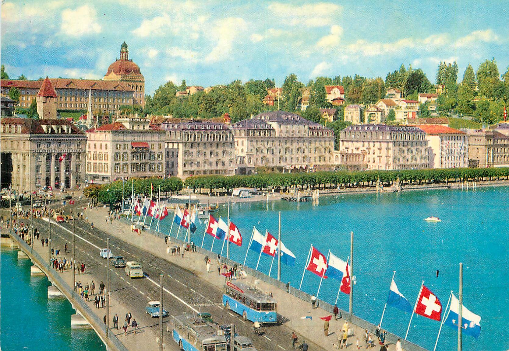 CPM Luzern Pont du la avec Hotel Schweizerhof 