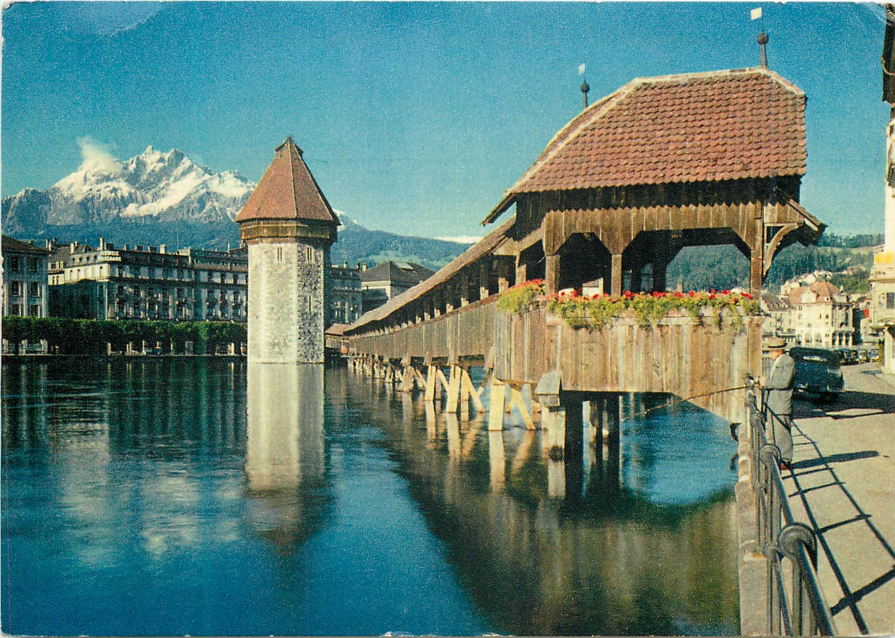 CPM Lucerne Pont de la Chapelle et le Pilate 