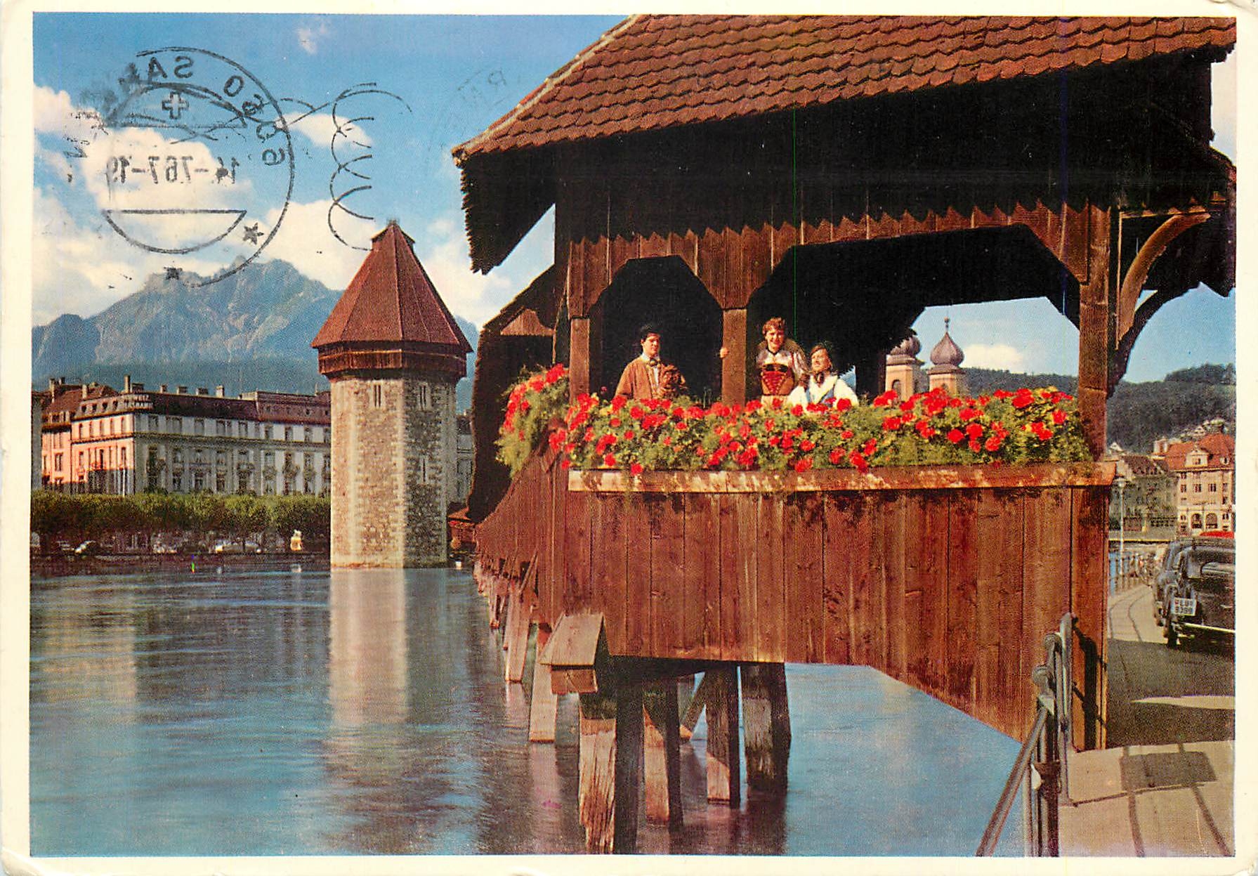 CPM Lucerne Pont de la Chapelle et le Pilate 