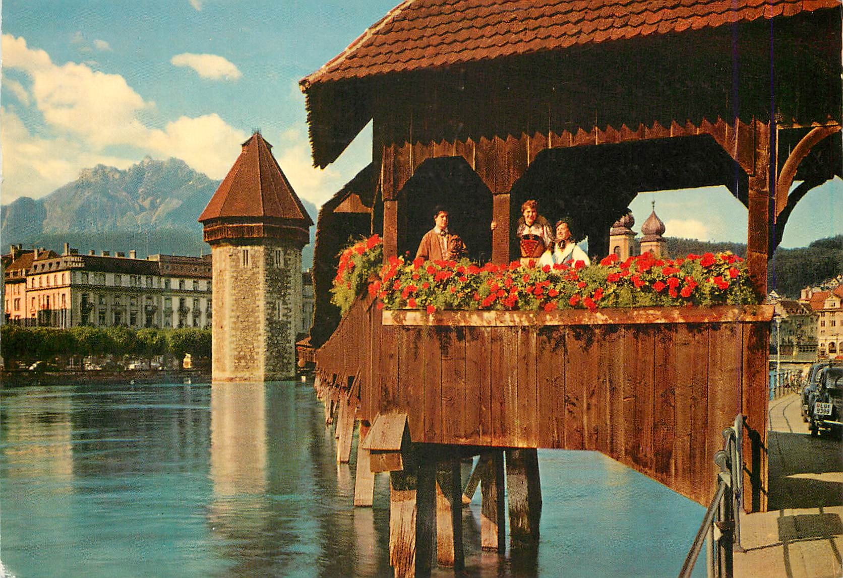 CPM Lucerne Pont de la Chapelle et le Pilate 