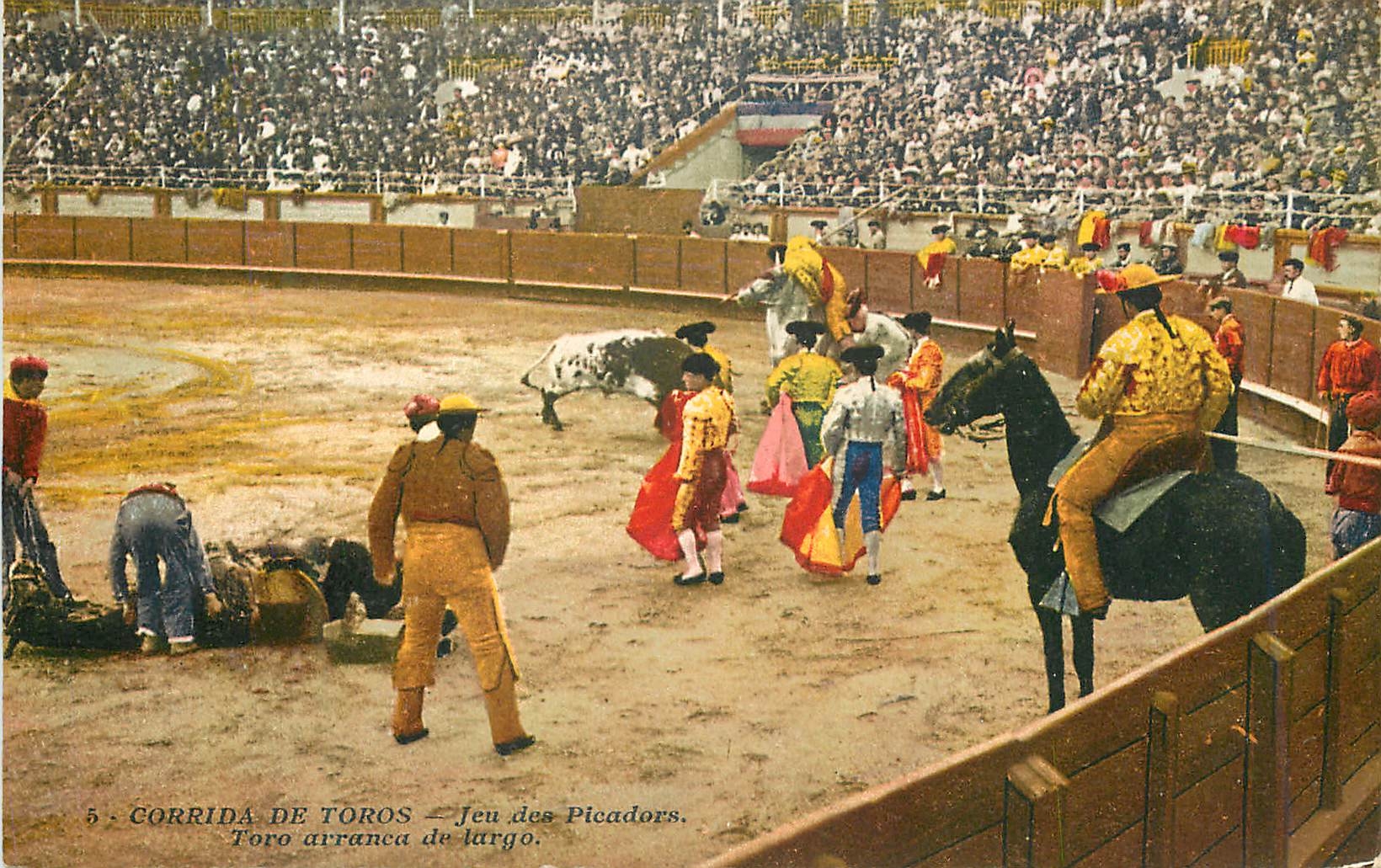 CPA Corrida de Toros Jeu des Picadors Toro arranca de largo 