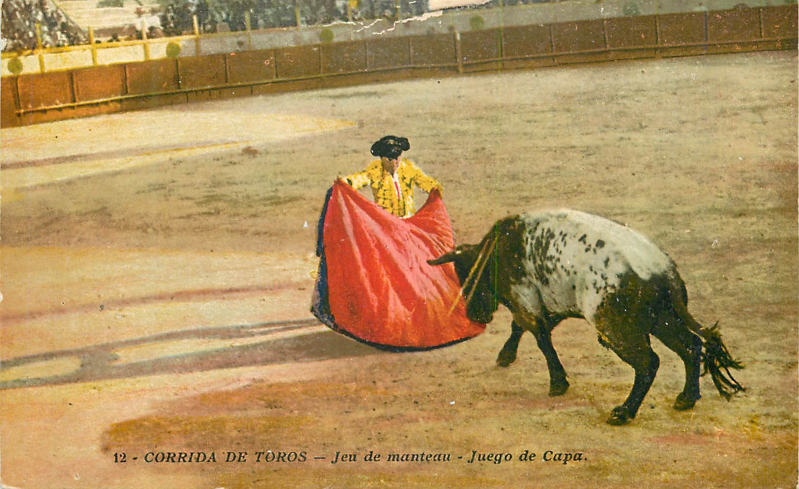 CPA Corrida de Toros Jeu de manteau Juego de Capa 
