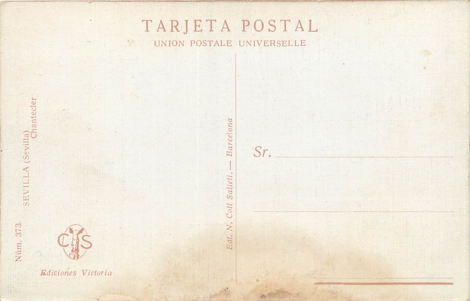 Mujer en traje andaluz — vista de Sevilla — Chantecier — Reverso