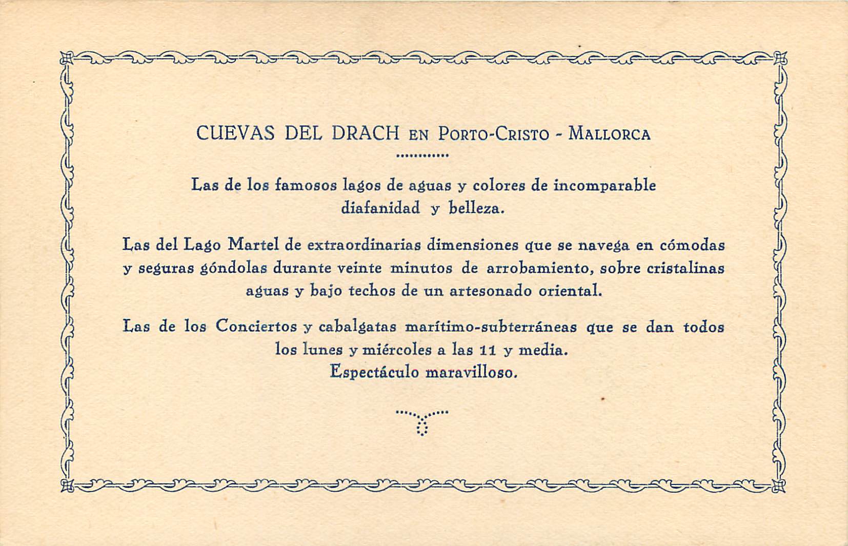 CPA Cuevas del Drach Mallorca Bano de la Reina Victoria  — Rückseite