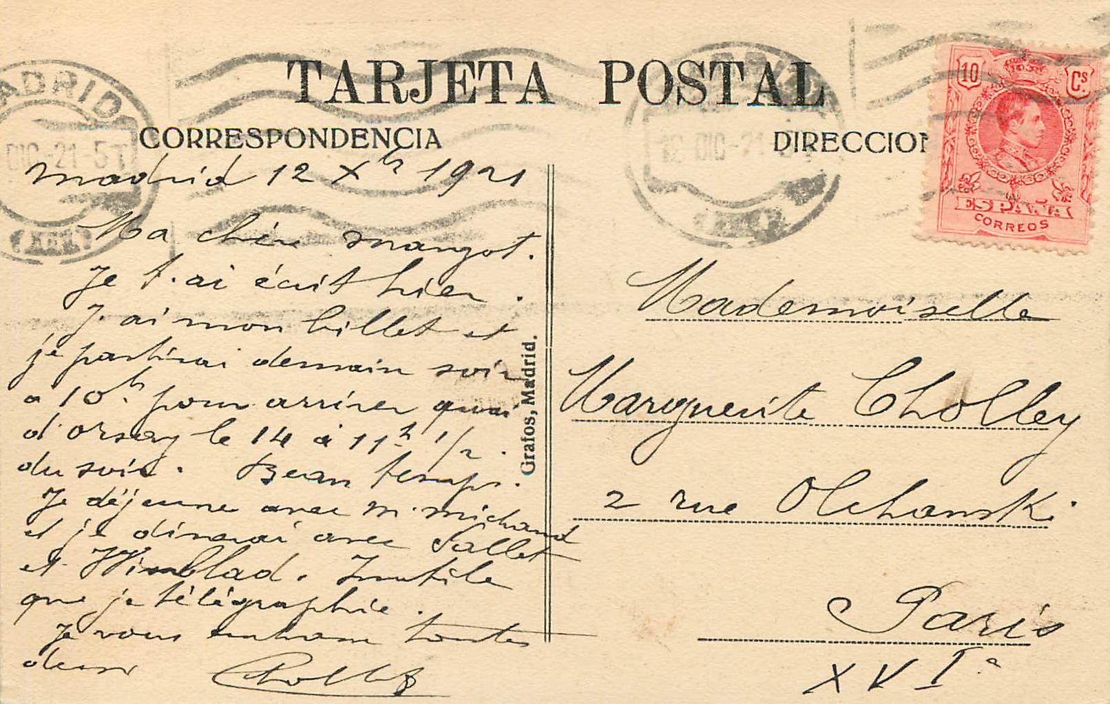 CPA Madrid Palaza de Canovas  — Rückseite
